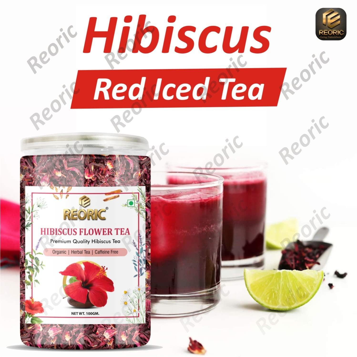 REORIC REORIC Organic Hibiscus Flower Tea- 100g | Premium Hibiscus Tea Leaves | 100% Natural Hibiscus Flower Herbal Tea Whole Leaf | Hibiscus Loose Tea | Use for Iced Tea | Improve Digestion