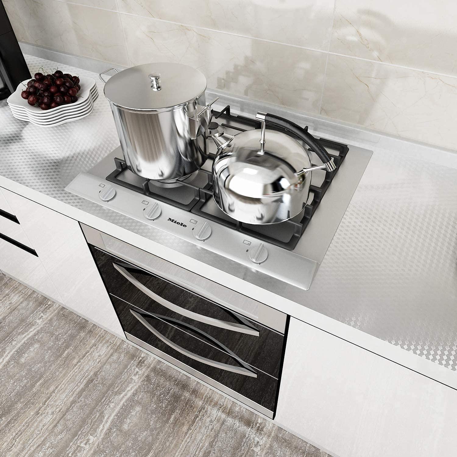 VAIDIKA VAIDIKA Aluminium Foil Stickers, Waterproof Sticker Heat Resistant Washable Peel and Stick Aluminum Foil Self-Adhesive Oil Proof Waterproof Kitchen Backsplash Wallpaper Stickers (NORMAL)