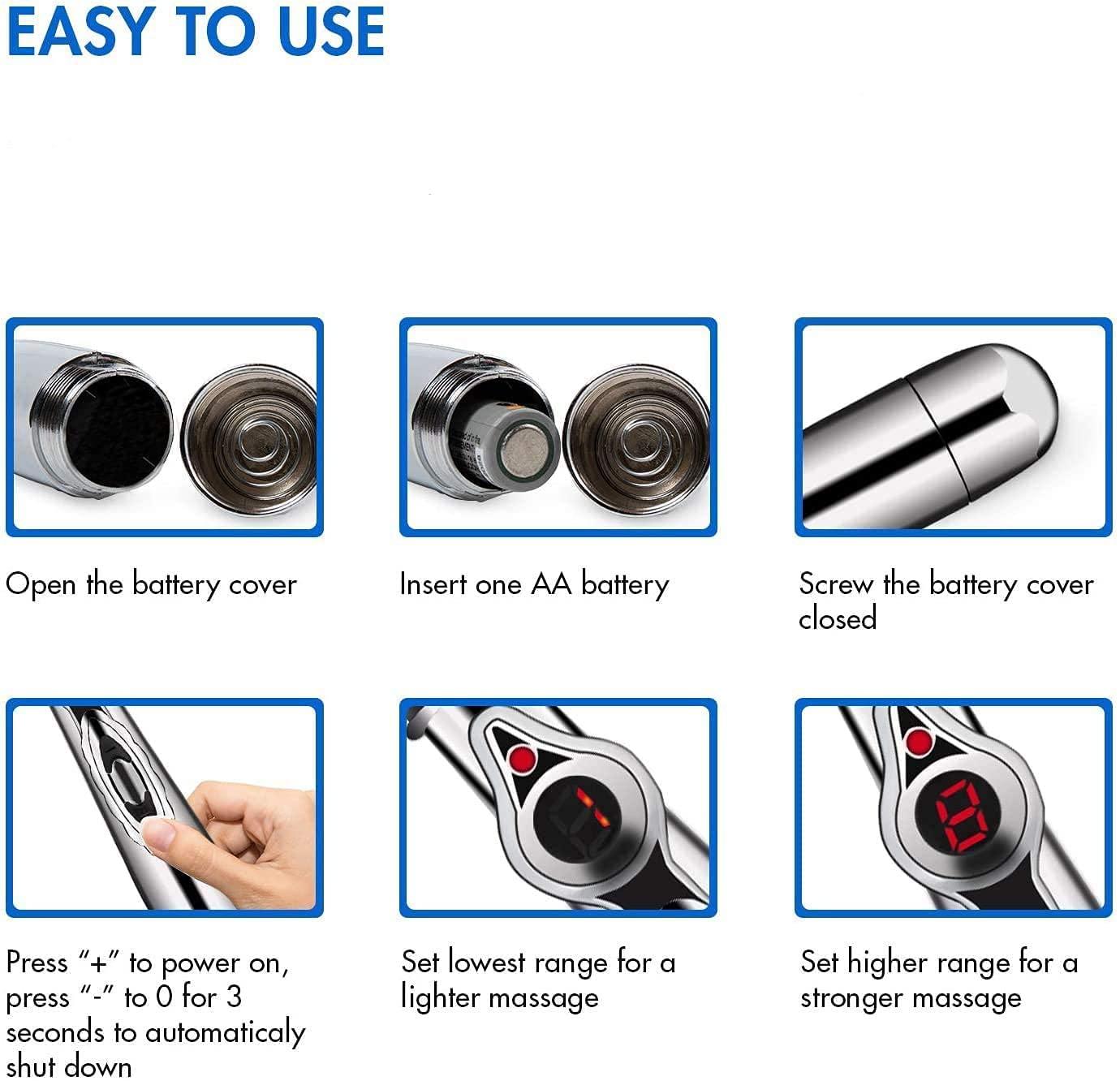 LRK LRK ACUPRESSURE 3-in-1 Electronic Acupuncture Pen, Meridian Energy Pen for Pain Relief Therapy, Electric Meridians Acupuncture Machine, 1 x AA Battery Needed (Not Included)