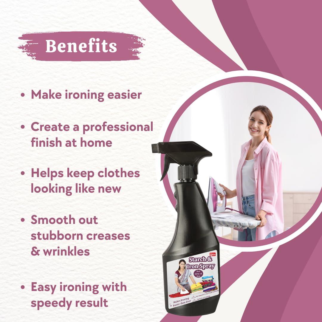 URBA Urba Starch and Iron Spray 500 ml | Starch Spray for Ironing Clothes | Easy Ironing & Crease Removal | Top-Rated Ironing Spray for Smooth Finish | Get Wrinkle-Free Clothes Instantly