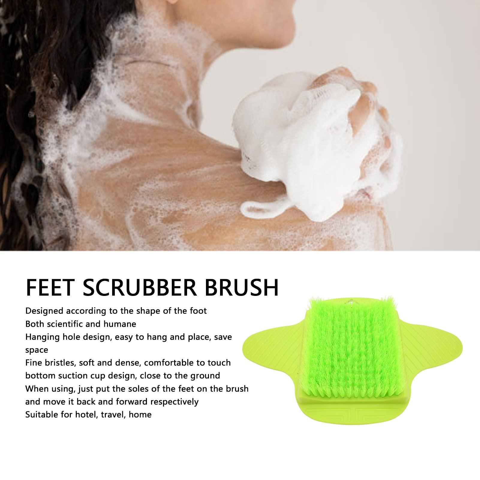 BUCS Shower Foot Scrubber, TPR Feet Cleaning Brush Soft Fine Bristles Hanging Hole Type Easy To Place for Hotel (Green)