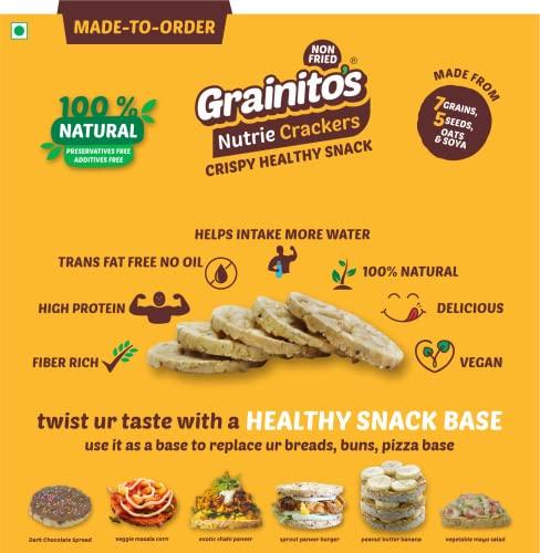 Grainito's Nutrie Crackers Multi grain Puffed Rice Cake with Seeds Oats and Soya (Garlic) Most Popular pack of 2