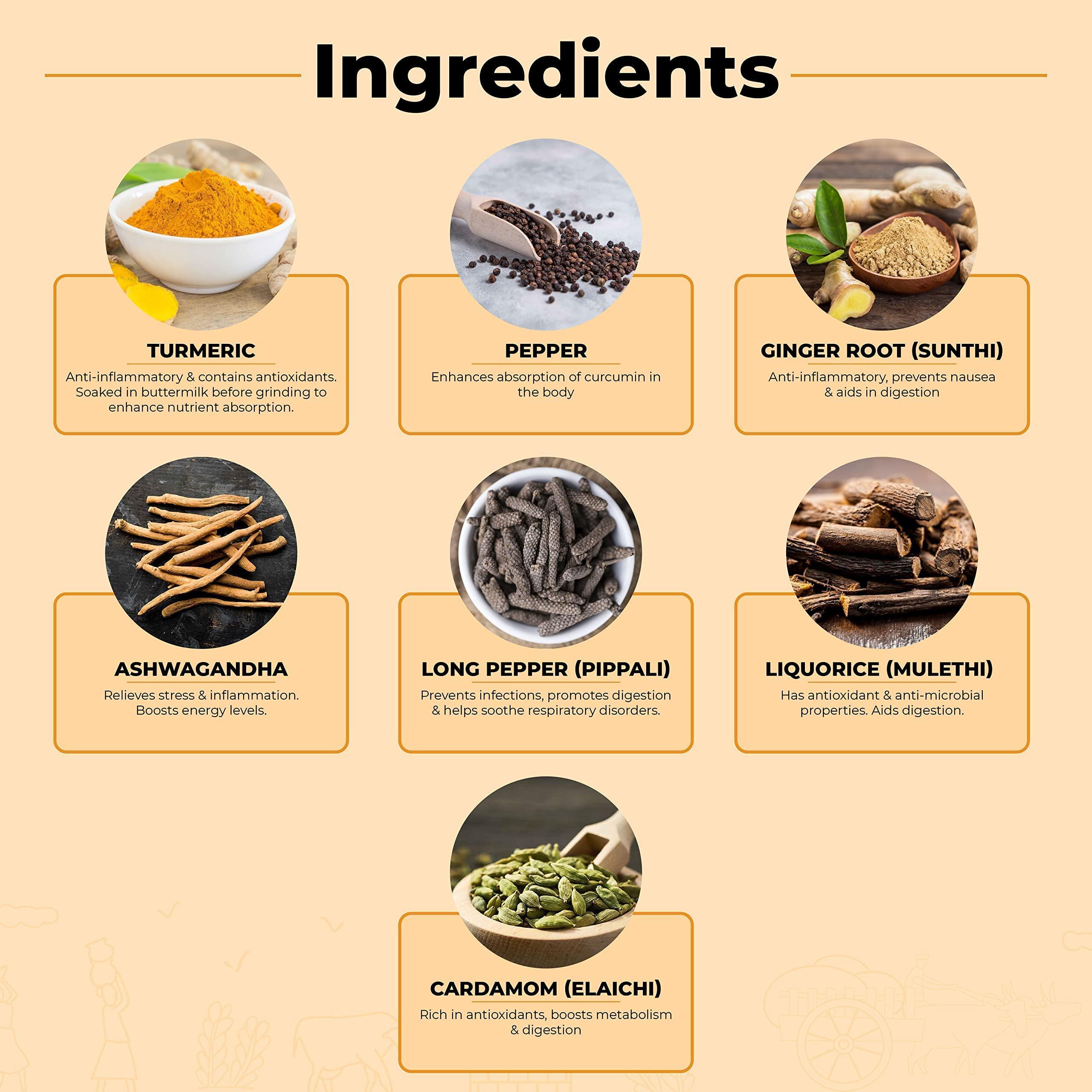 Anveshan Empowering farmers with technology Anveshan Turmeric Latte 100g | Healthy Ayurvedic Remedy with Ashwagandha Mix for Golden Milk | Haldi Mix.