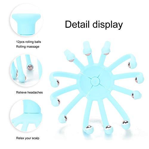 Aufee 12 Claw Head Massager Toy, Claw Head Massager Stress Relief Hair Therapy Rolling Ball Scalp Massage Toy(Blue)