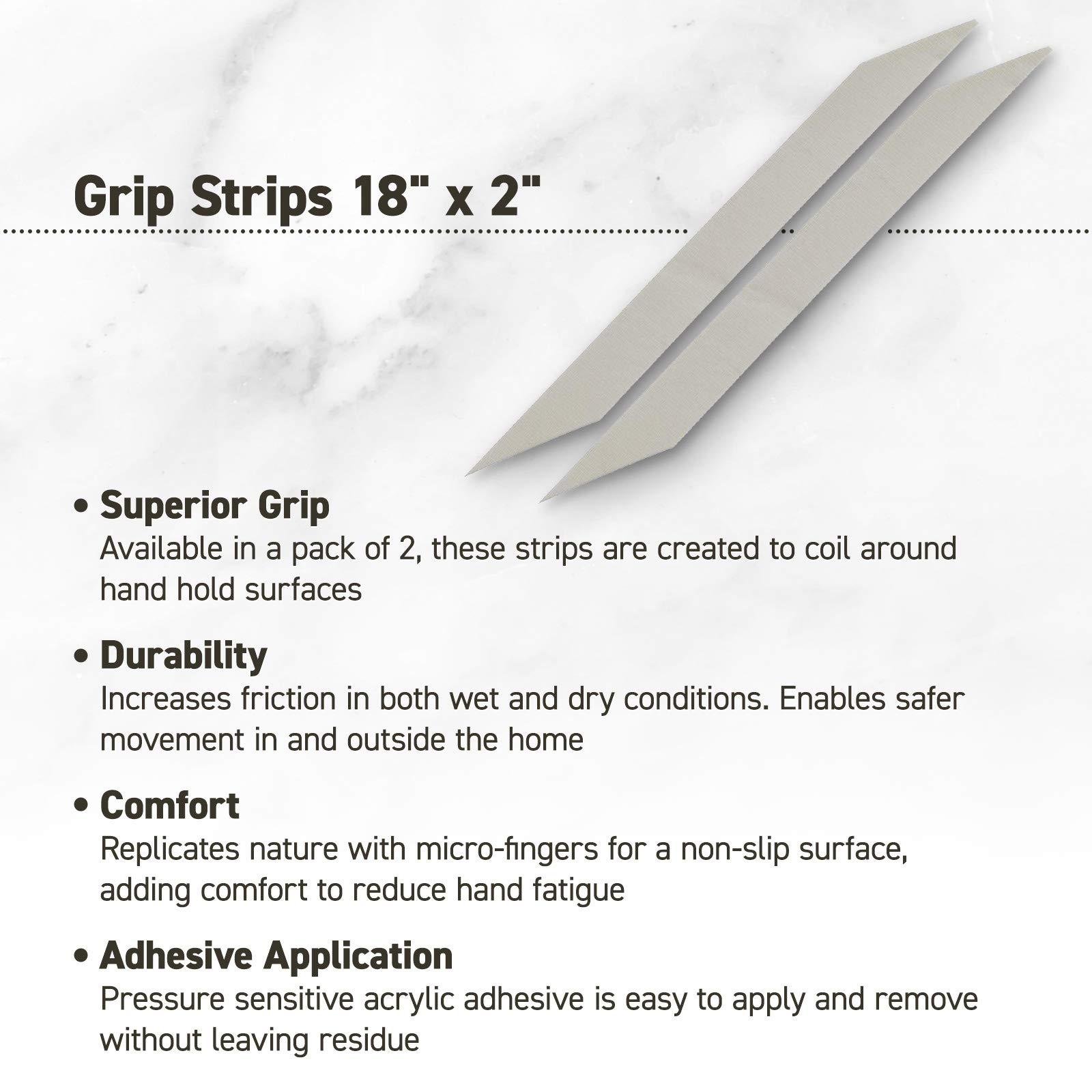 HoldFast Grips HOLDFast Grip Strips, 18\" x 2\", 2 Pack, Clear, Grip Tape for Increased Safety Creates a Non-Slip Surface On Grab Rails, Adhering Traction Grip for Friction when Using Grab Bars in Showers or Bath Tub