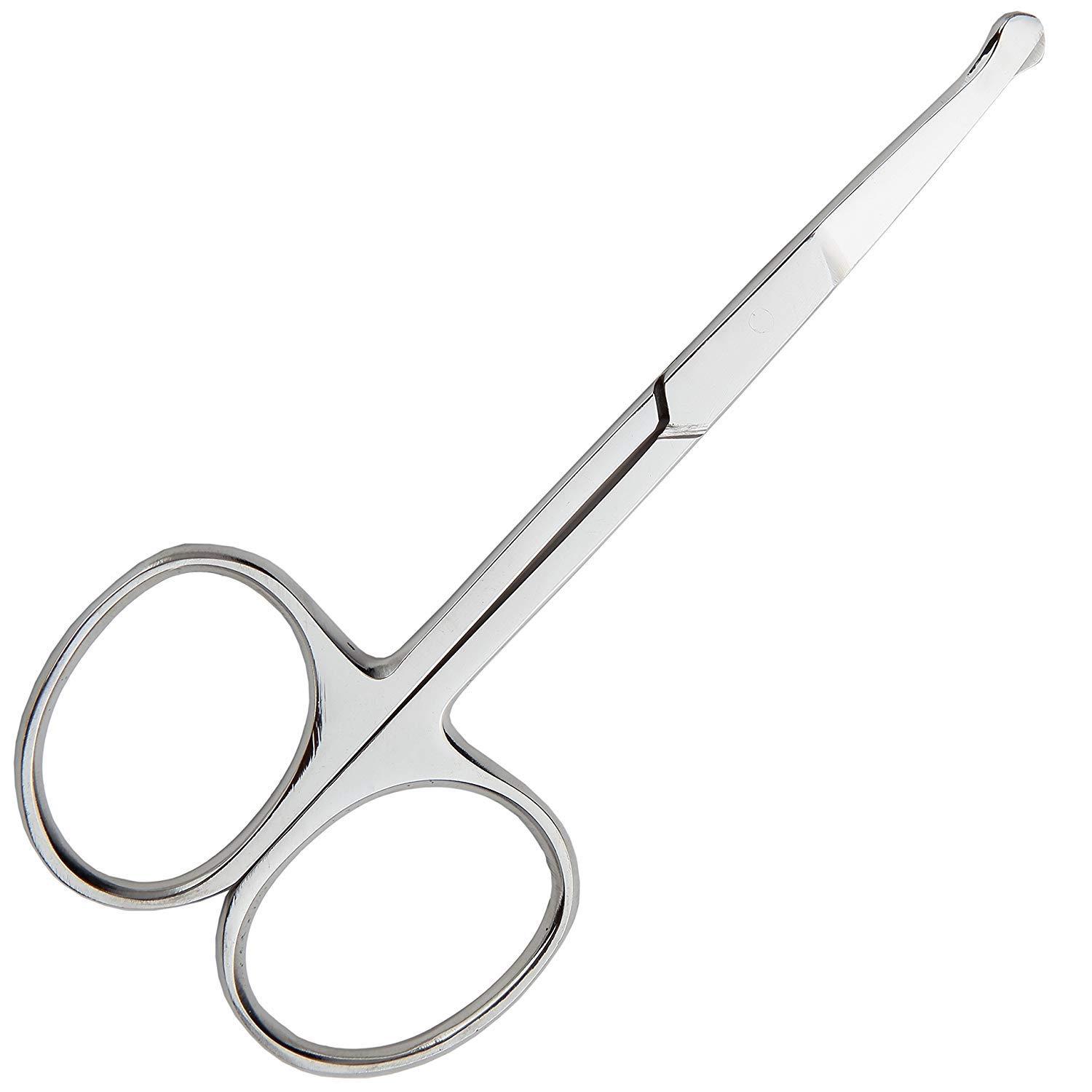 Precision+Personal+Care 3.5 , Mirrored : Precision 3.5" Rounded Nose Hair Trimmer Safety Scissors - Round Tip for Ear, Eyebrow, Beard & Mustache Trimming