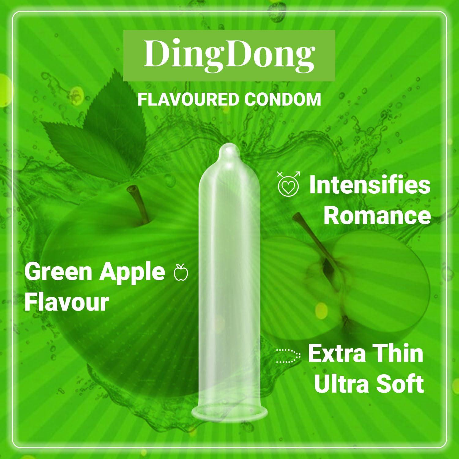 NOTTY BOY NOTTY BOY Extra Thin Without Dotted Condom, Green Apple Flavour For Tangy Twist, Extra Lube With Reservoir Tip - 21 Units (Pack of 7)