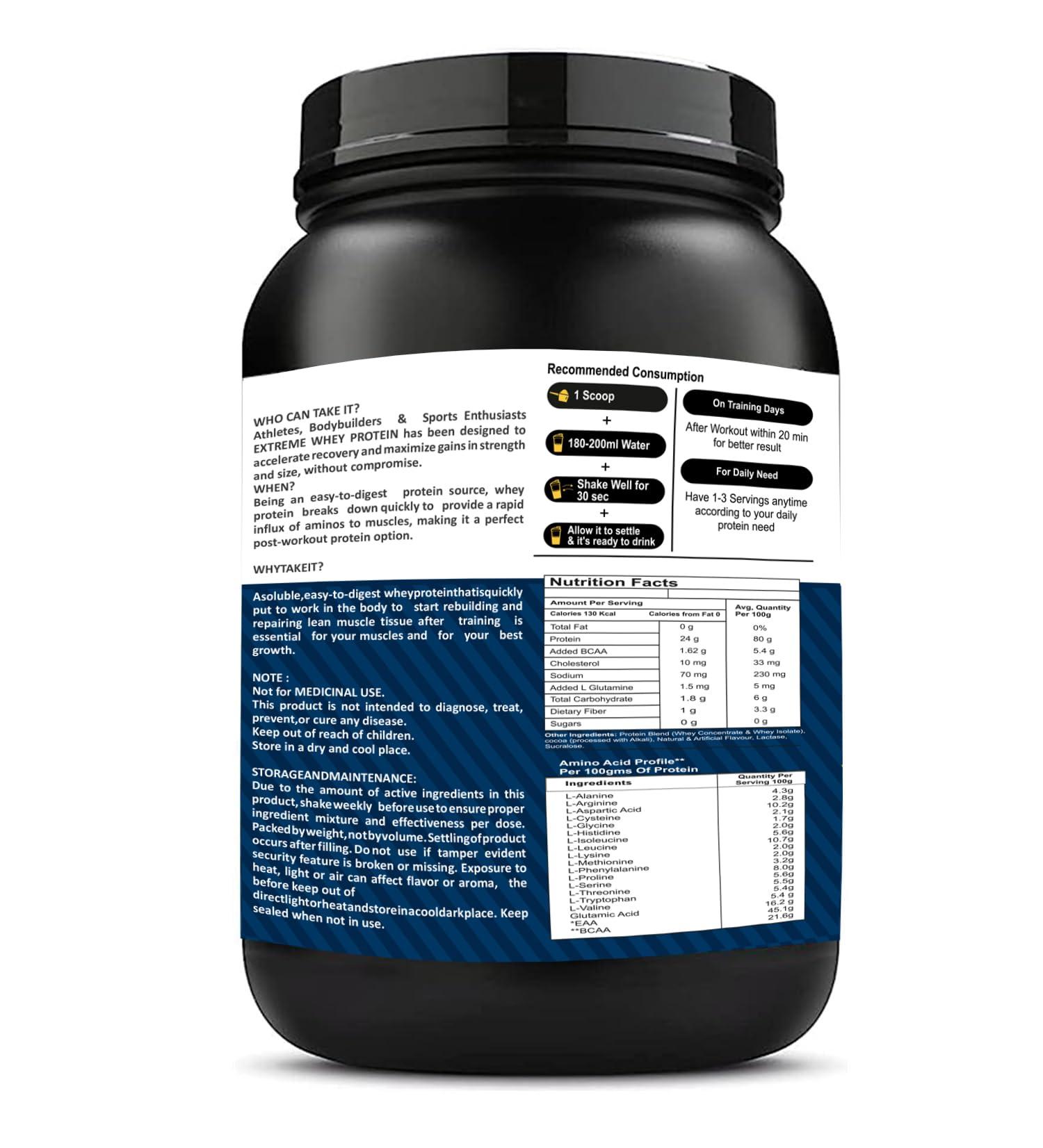 Trikut Sport Supplements Trikut Sport Supplements Premium Whey Protein|2.2Lbs/1Kg(Rich Chocolate)-33 Serving-Zero Fats&Sugar