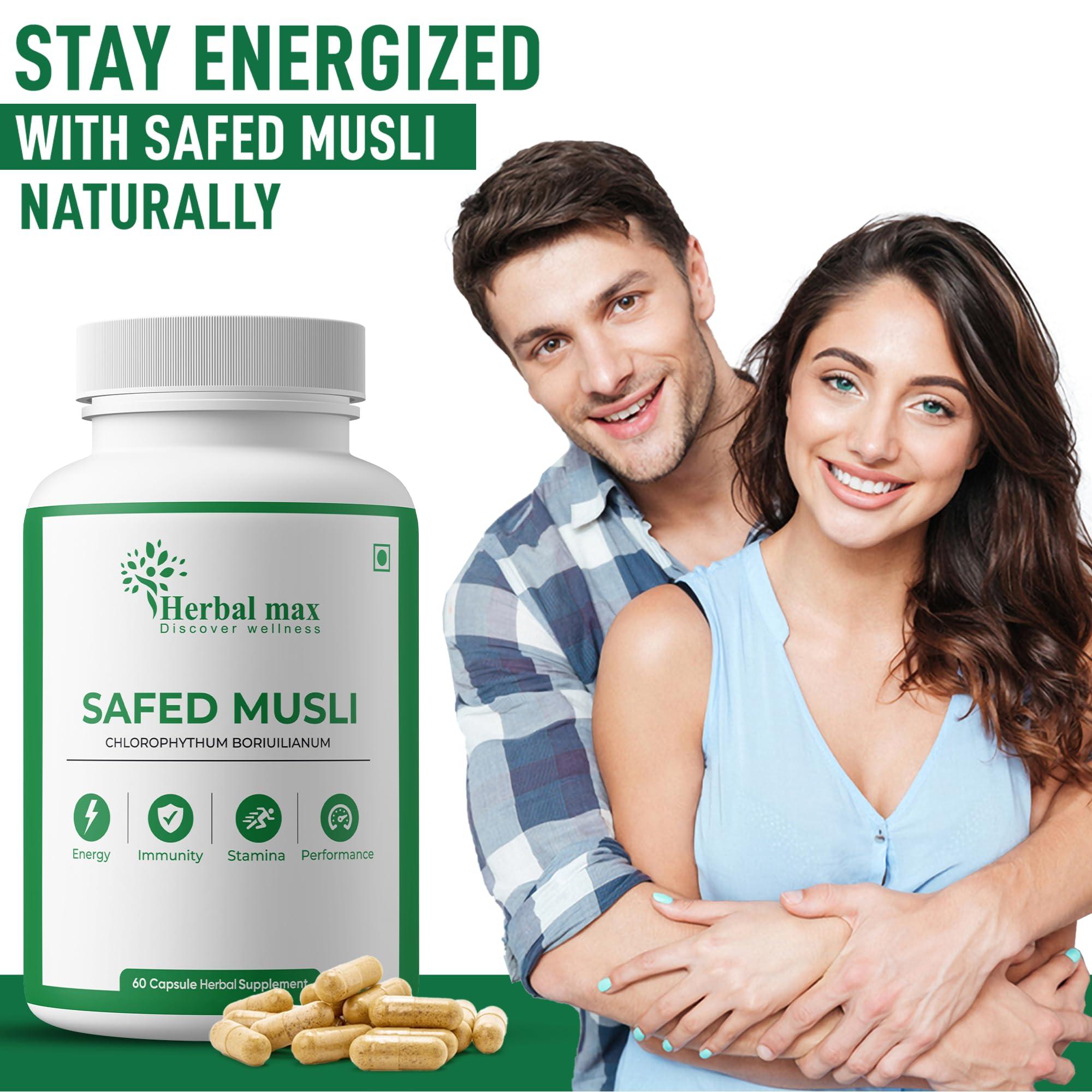 Herbal max Herbal max Organic Safed Musli Root Powder - 100 gm | Ayurvedic Support for Vitality & Performance | Herbal Supplement | Strength & Stamina