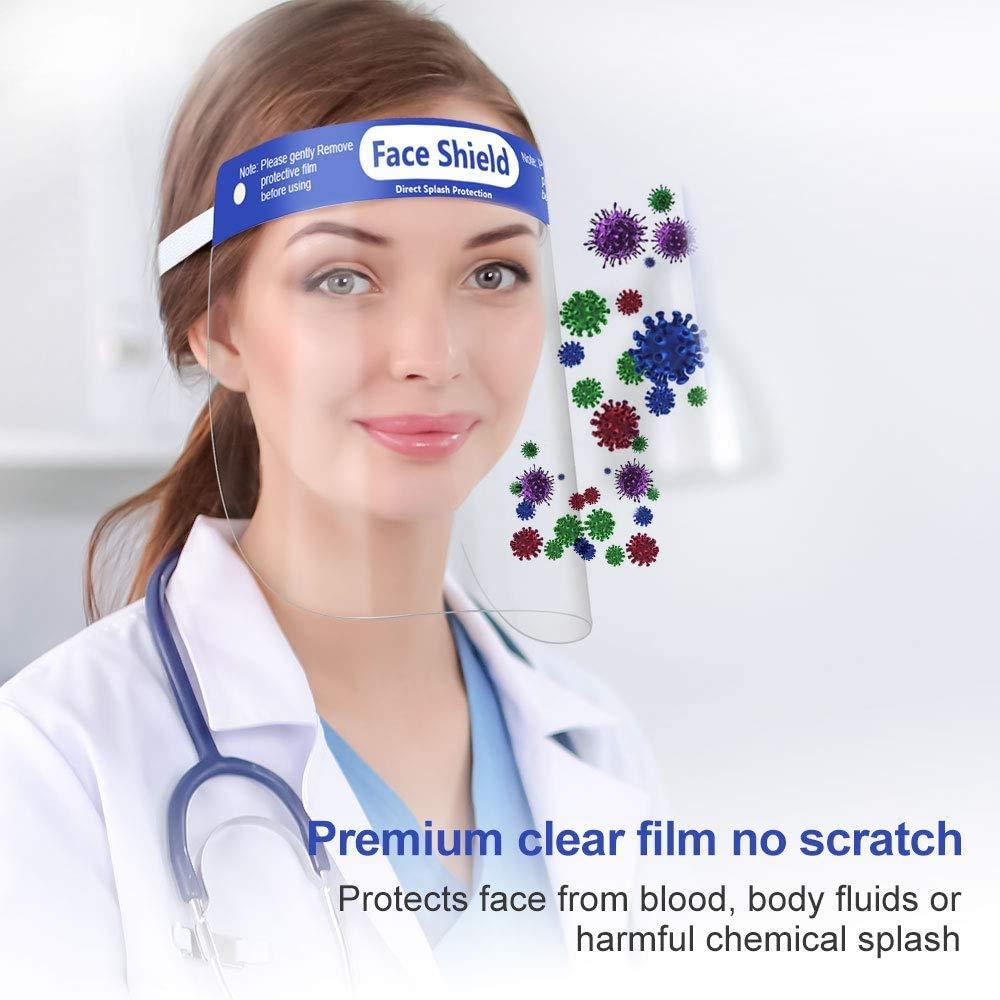 AEC AEC Reusable Safety Face Shield Clear Face Protective Anti Fog Visor for Eye Head Protection, Soft Head Facial Cover/Mask - Made In India (24Pieces)