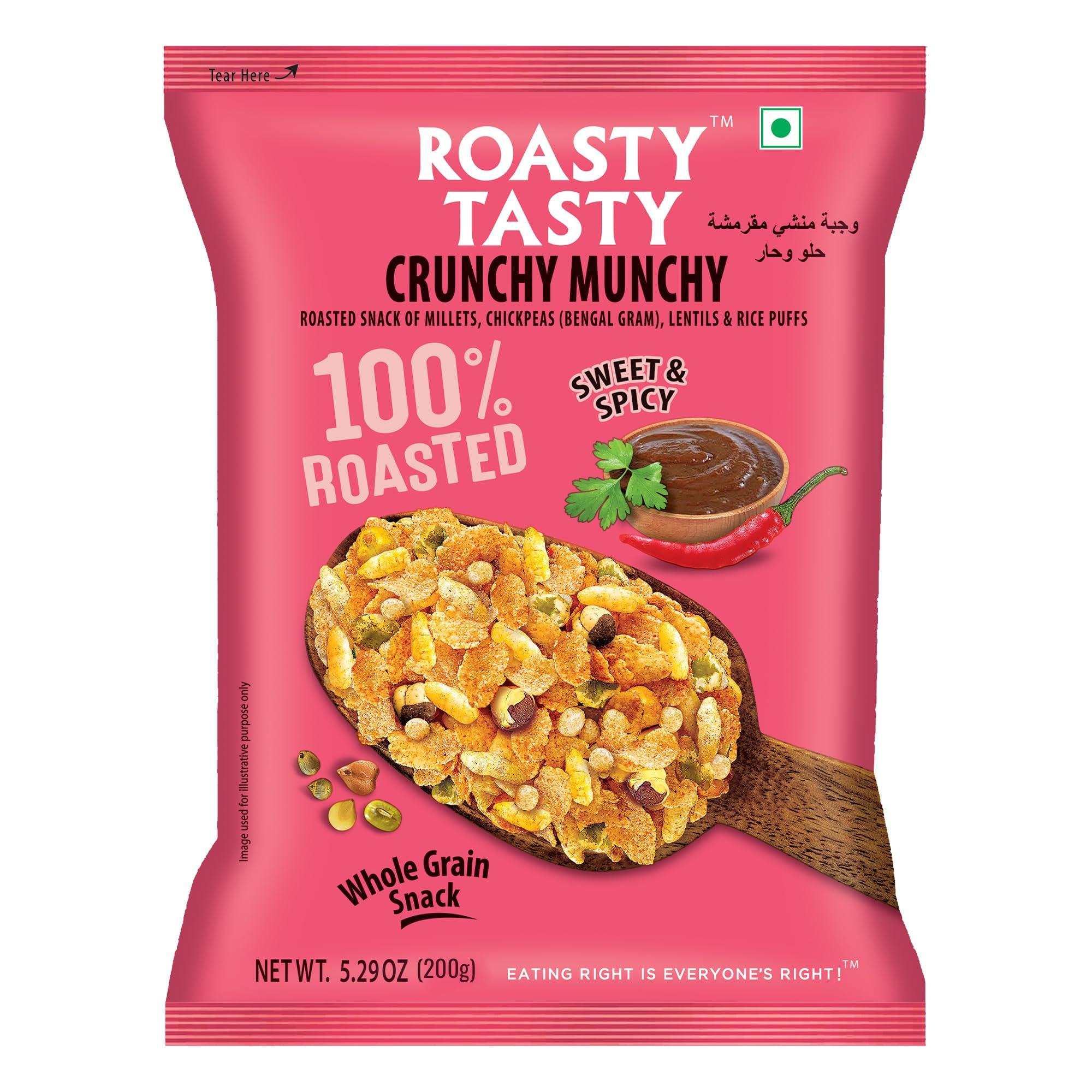 Roasty Tasty Roasty Tasty Crunchy Munchy 200g | Healthy Snack | No Onion No Garlic | Ideal Millet Namkeen for Kids & Adults | Low Calorie Snacks - Roasted Namkeen - No Cholesterol, No Transfat Diet Mixture in Peri Peri Masala | Millet Snacks Items