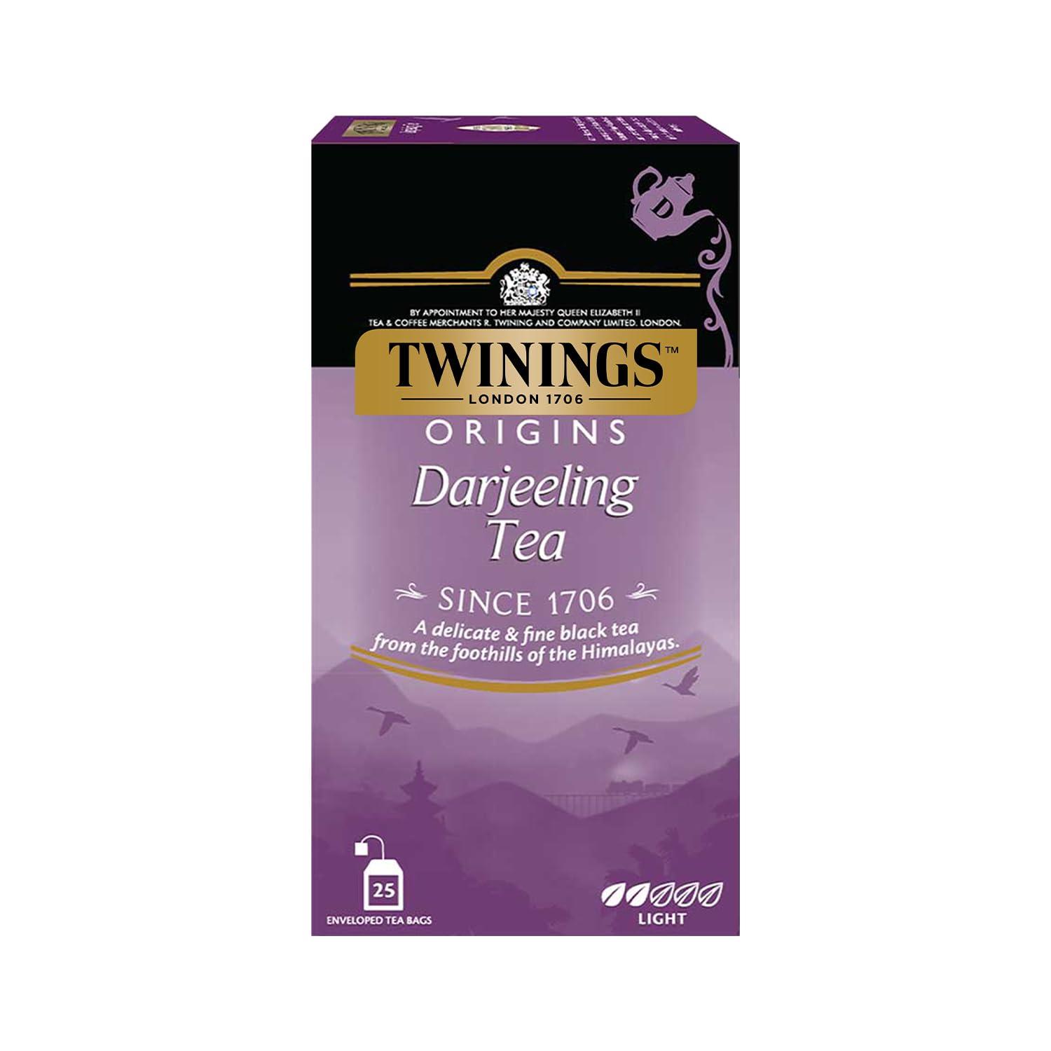 Twinings Twinings Darjeeling Tea,25 Teabags,Premium Black Tea,Twinings Origins,Light Strength,Delicate&Subtle,50 Gm,Pack of 25