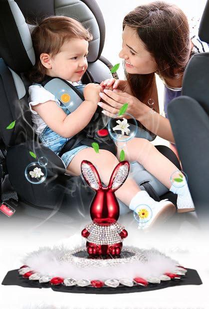Cloyster Cloyster RabbitBear New diamond-encrusted rabbit car aromatherapy interior ornaments ornaments balm light aroma car aromatherapy solid (RED - CHARM)