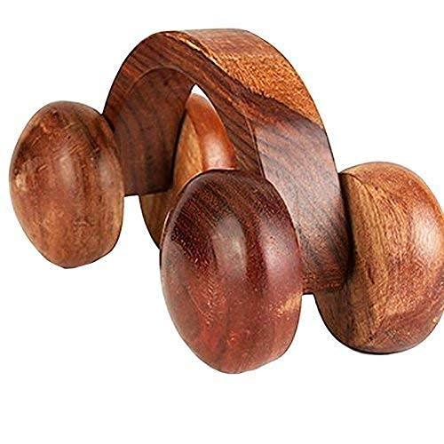 CraftsCollectionStore Crafts Collection Store Wooden Massager Handheld Body Calf Massager, Acupressure Roller Massager, Pain Relief Plane Ring Two Sided Masager for Neck Shoulder & Body Relaxation Massager 4 Ball