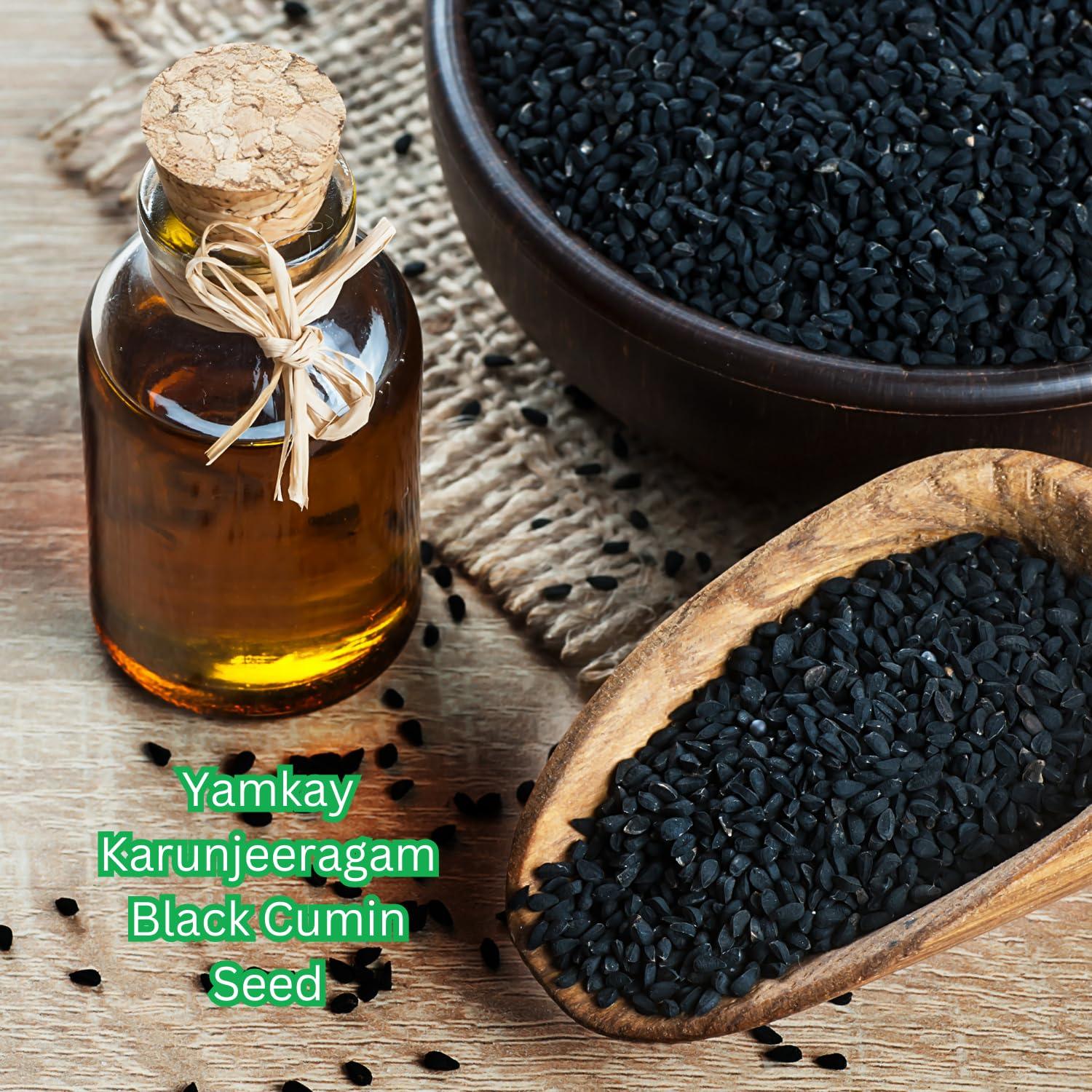 YAMKAY Yamkay Karunjeeragam Black Cumin Seed Whole Jeera safed jeera Indian spice Royal Cumin | Kala Jeera | Kalonji Seed | Raw Nigella Seeds | Seeds for Hair Growth | 100% Natural | Culinary Spice | Health Benefits | Gluten-Free | Source of Antioxidants 10