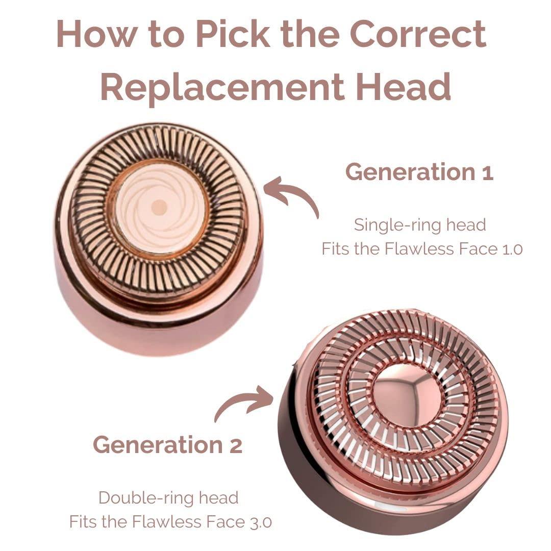 Finishing Touch Flawless Finishing Touch Flawless Original Face Replacement Heads Hair Remover, 18 Karat Gold-Plated Hypoallergenic, Single-Ring Heads for Flawless Face, Set of 2