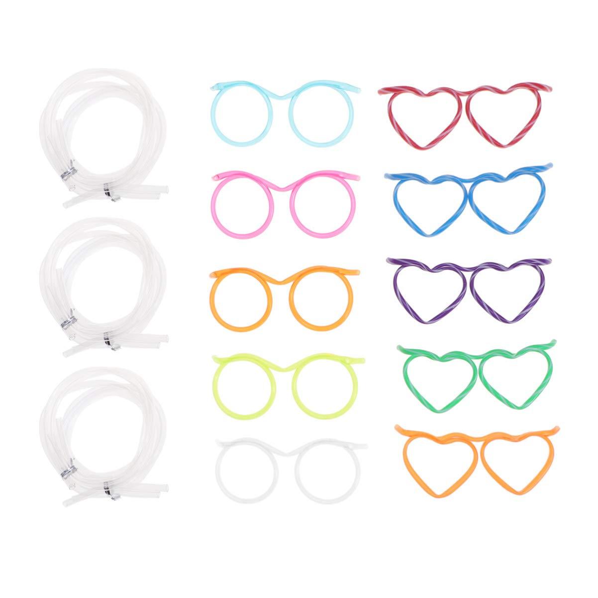 TOYANDONA TOYANDONA Fun Drinking Straw Eye Glasses 20 Pcs DIY Straw Tube Sets Flexible Crazy Straws Glasses for Kids Adult Party Birthday, Wedding, Bar Party Favors