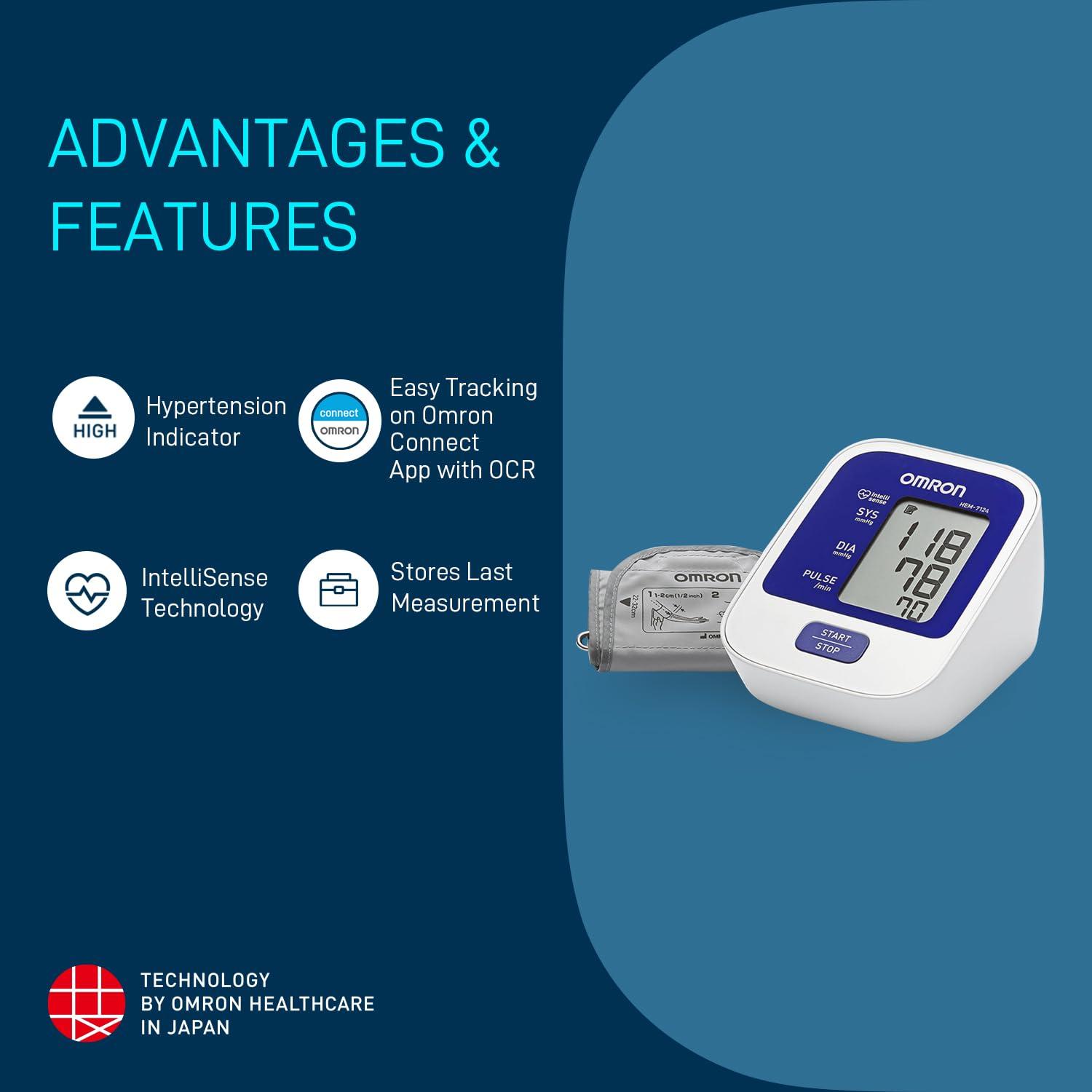 Omron Omron HEM 7124 Fully Automatic Digital Blood Pressure Monitor with Intellisense Technology For Most Accurate Measurement, White and Blue