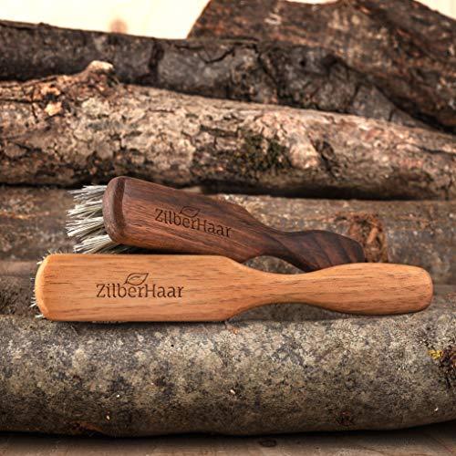 ZilberHaar ZilberHaar Vegan Regular Beard Brush - Stiff Vegetal Bristles - Mexican Tampico Fibers and Deluxe Walnut Wood - Animal-Free - Made in Germany