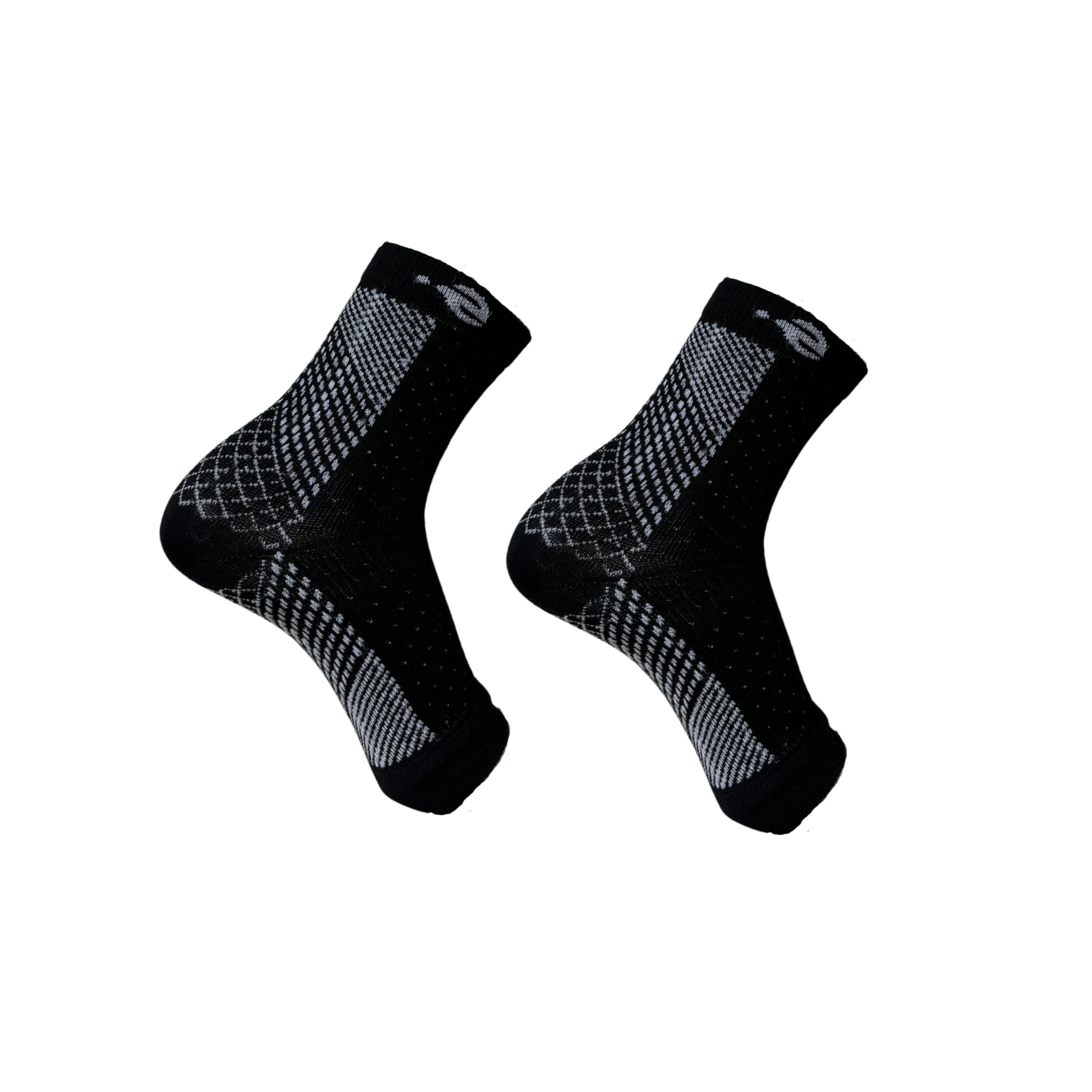 ecosync ecosync Unisex Cotton Orthopedic Neuropathy Socks For Men Women Outdoor Sport, Open Toe Foot Sleeves Compression Socks for Ankle Swelling, Achilles Tendon, Arch Support, Injury Recovery(Black)