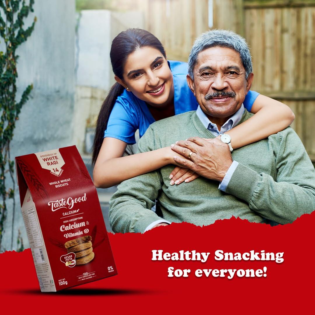 AZISTA INDUSTRIES PRIVATE LIMITED Taste Good Calcium & Vitamin D Biscuits For Strong Bones With Goodness of White Ragi & Whole Wheat Flour| Milk Based High Fiber Cookies (Pack of 8)