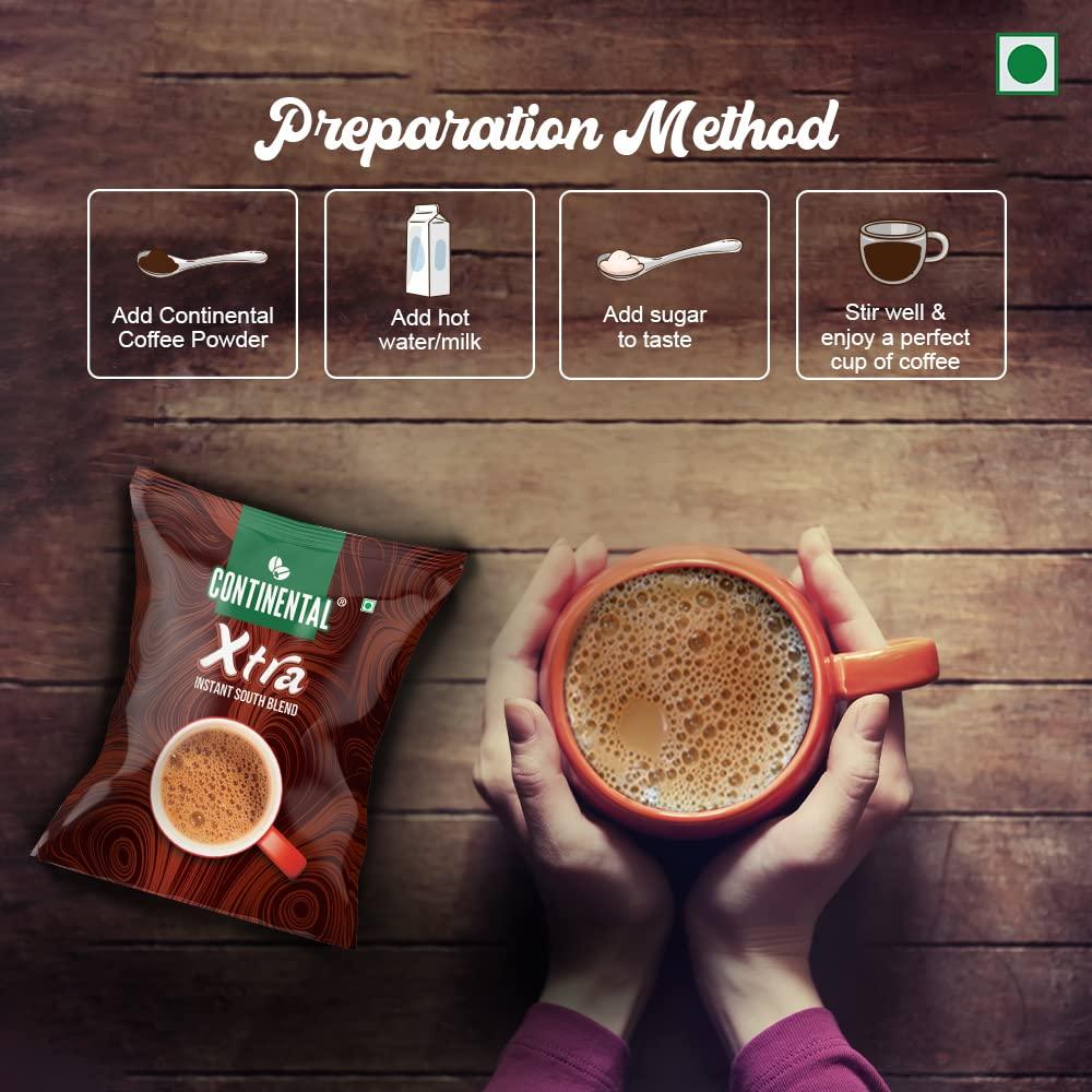 Continental Coffee Continental Coffee Xtra Instant Coffee Powder 50G Pouch | Pack Of 4 | Strongest Instant Coffee | 200 Gram (50G * 4 Pouches)