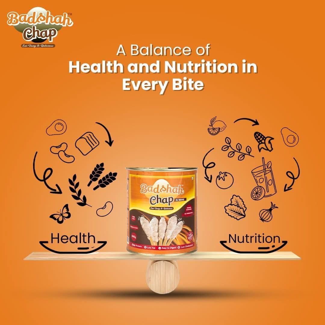 Badshah Chap Badshah Chap SOYA Chaap in Brine, 800g (Vegan, Chunks on Stick, 500g Drained Weight, Rich in Plant Protein, SOYA Chap)