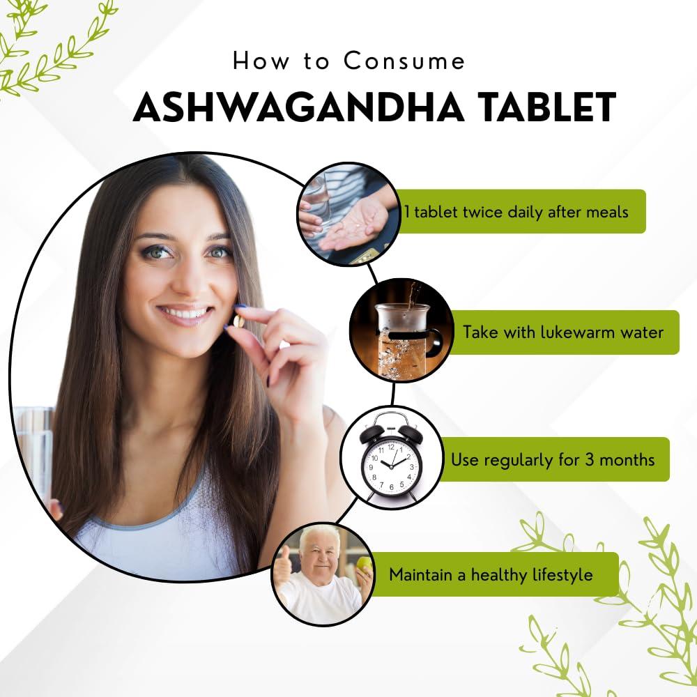 VINAMRIT Vinamrit Ashwagandha (1000 mg) for Stress Relief & Sound Sleep | Pure Root Withania Somnifera Extract | Improves Strength, Stamina and Muscle Recovery | 60 Tablets