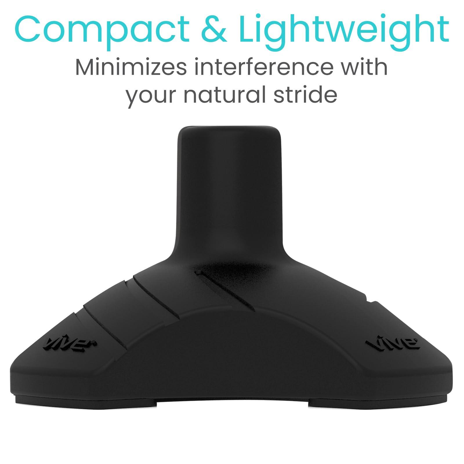 VIVE Vive Self Standing Cane Tip - 3/4 Inch Replacement - Heavy Duty Rubber Quad Base for Walking, Folding & Medical Canes - Stable Grip Traction Attachment - for Men, Women, Elderly & Seniors (Black)