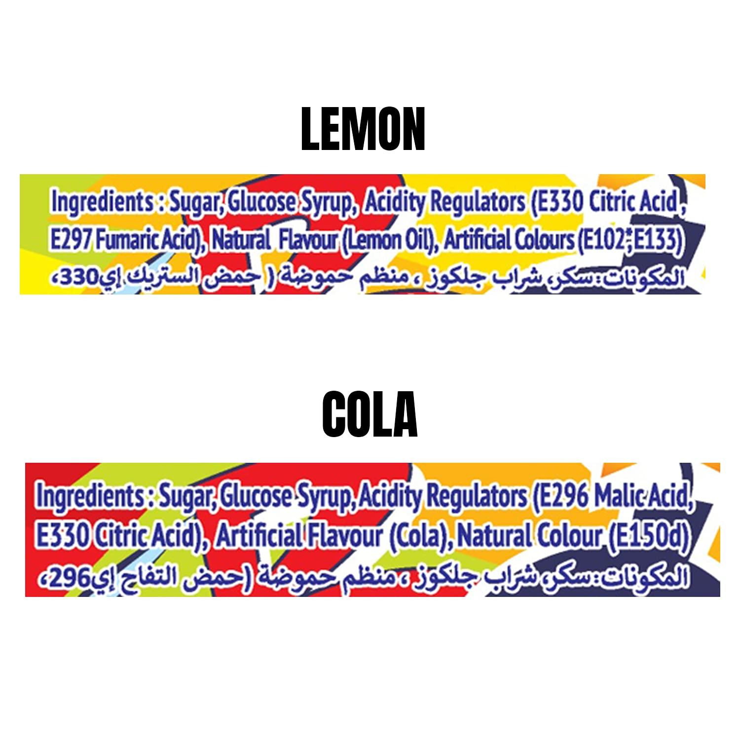Zour Bomb Zour Bomb Sour Candy Combo Pack of 4 (Cola & Lemon) 110g each, Candies from Thailand, Share with Friends & Family