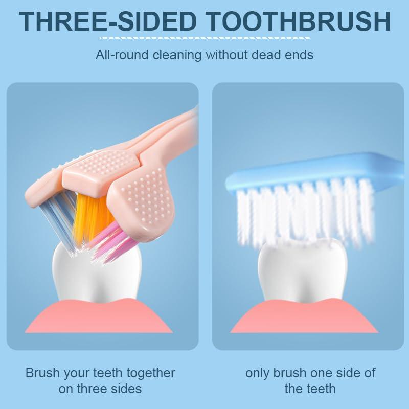 VIHAX VIHAX Three-Sided Soft Hair Toothbrushes for Kids, Soft Bristles V Shaped Toothbrush, Travel Toothbrush for Kids, Toddler and Autistic Oral Care 2pcs (Simple Shape, 2pcs)