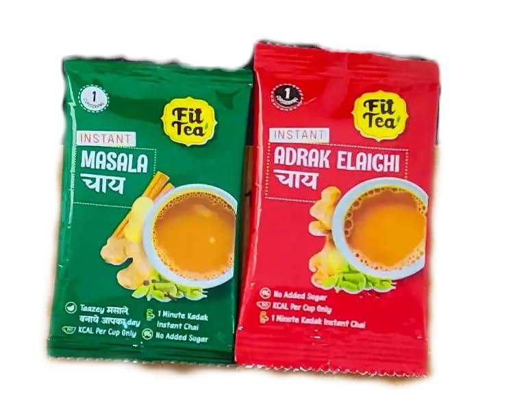 Fit Tea Fit Tea | Sugar Free Instant Tea Premix Sachet |Bulk Combo Offer Pack No Box|Strong| Add Hot Milk | (5.5g * 80 single cup sachets) (Adrak-Elaichi (single flavor pack))