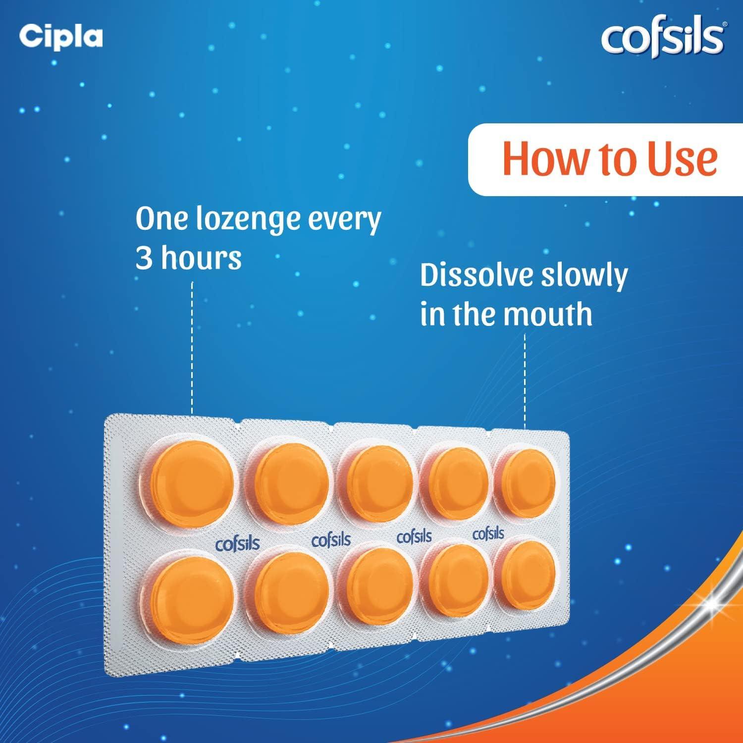 Cipla Cipla Cofsils Lozenges (100 Lozenges) | Ginger Lemon Flavour | Quick Relief from Sore Throat, Itchy Throat and Scratchy Throat (10 x 10 Strips)