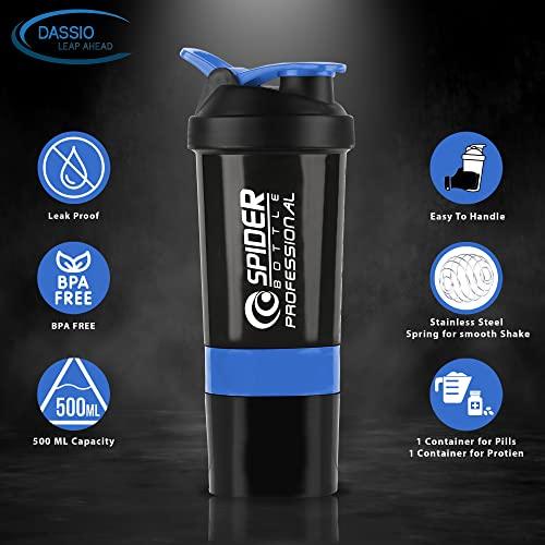 RAINBOW58 RAINBOW58 Spider Shaker Bottle 500ml For Pre-Post Workout Supplement Protein Shake Gym Sipper Bottle|Gym Bottle for Protein Shake/Sipper Bottle For Men & Women (Blue)