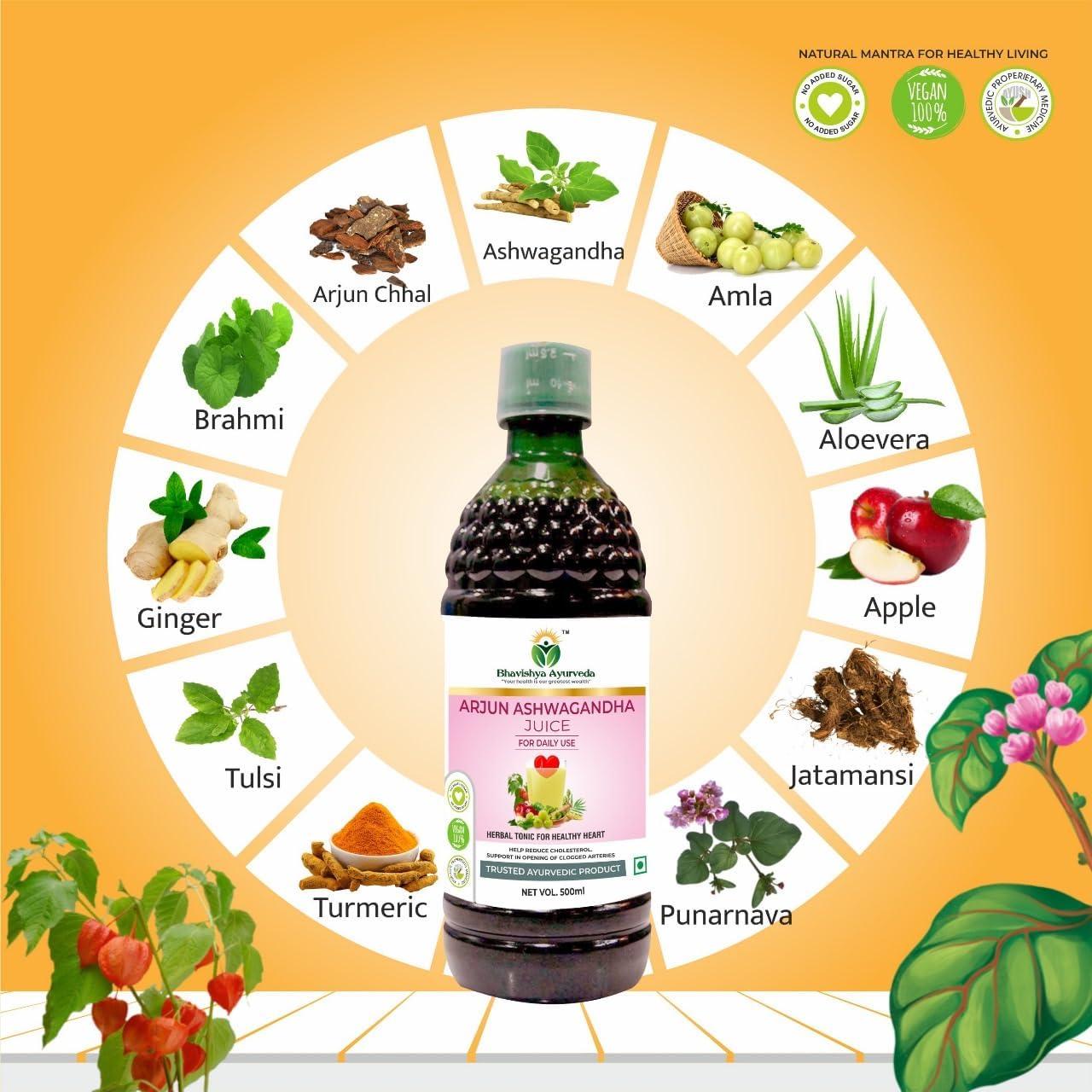 Bhavishya Ayurveda Bhavishya Ayurveda Arjun Ashwagandha Juice | Immunity Booster | Get Slim | ISO Certified Natural Products | No added Colour - 500 ml