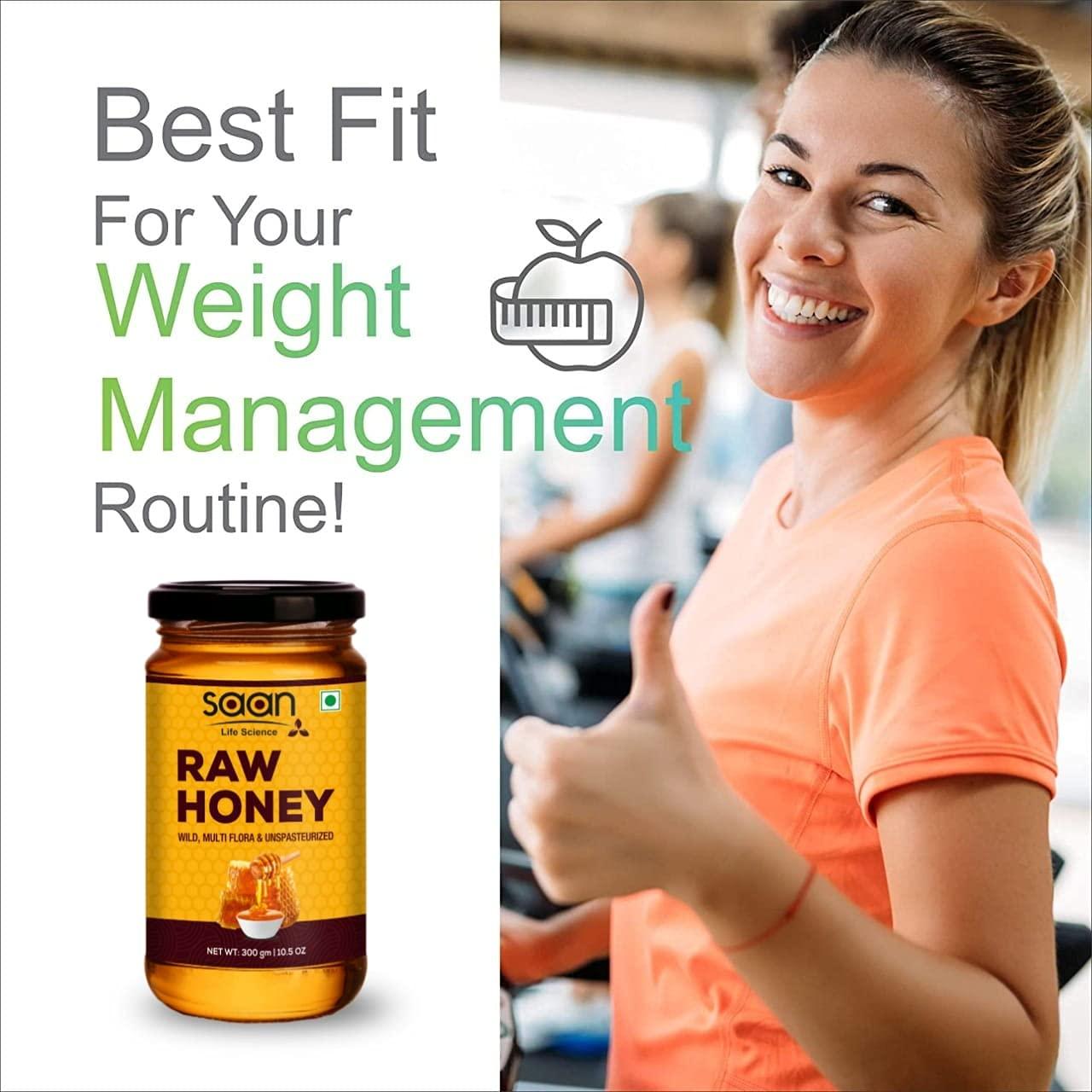 SAAN LIFE SCIENCE SAAN Honey, Raw Organic Forest Honey, Wild, Unprocessed, Unheated, Non Pasteurized, Original Honey 100% pure and Natural, Collected From Deep Forest Apis Dorsata (1200 gm (Pack of 4))