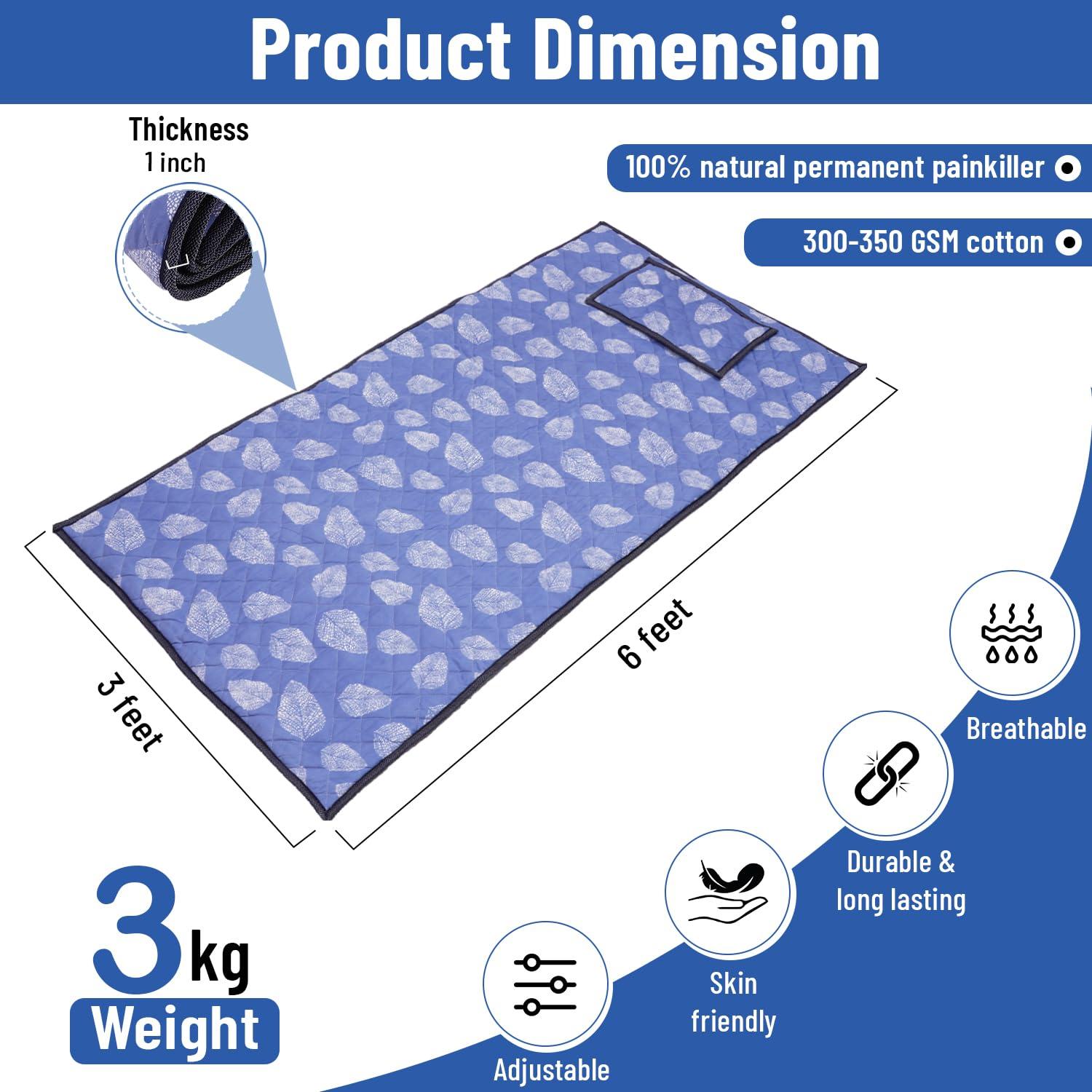 Magnowell Magnowell Bio Magnetic Mattress Pad | 3 x 6 Ft | Comes with 1 Pillow | Water Bottle Cover/Bio Magnetic Water Energy Pad | Bio Magnettic Hand Bracelet Combo for Deep Sleep and Pain Relief | Sky Blue