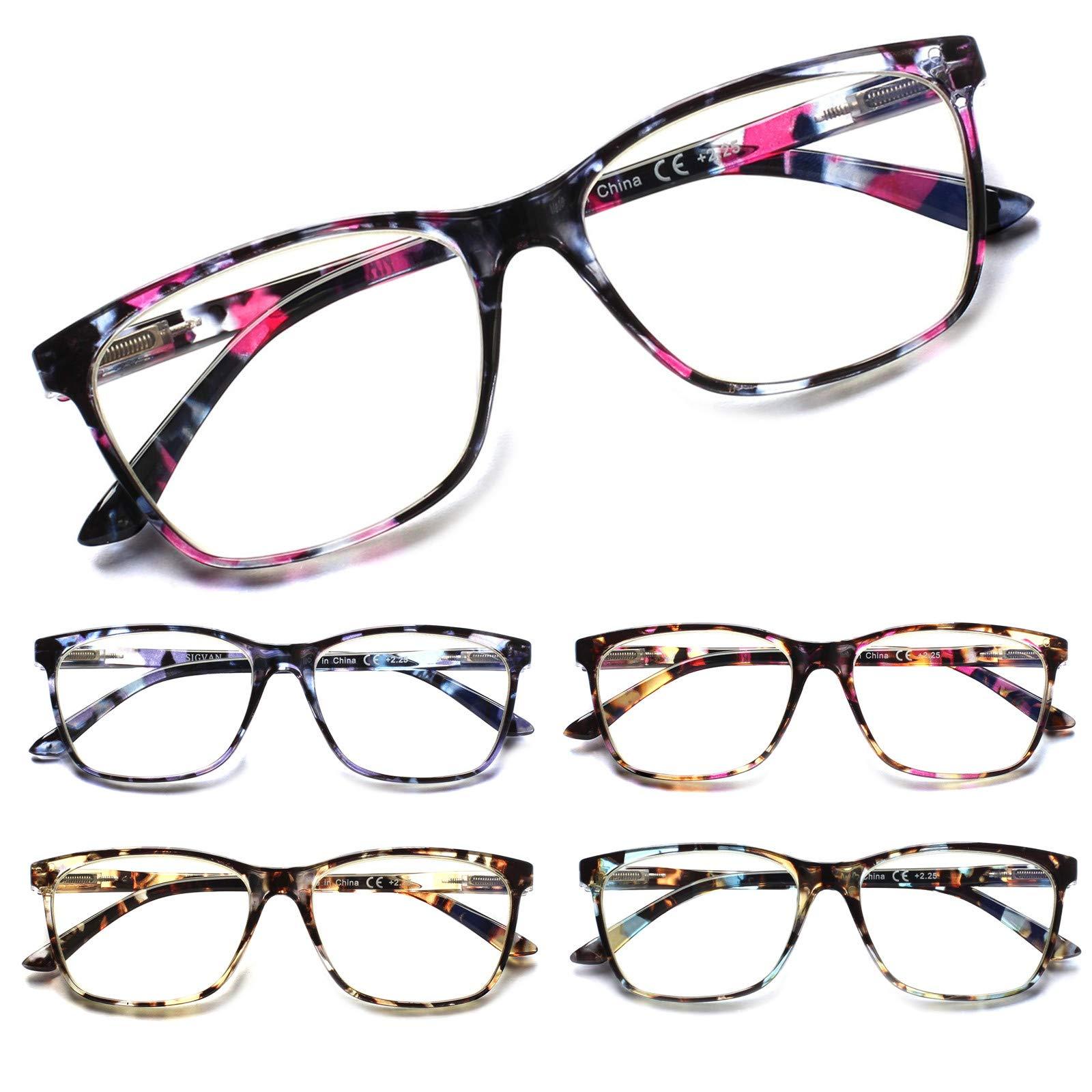 SIGVAN SIGVAN Ladies Reading Glasses Blue Light Blocking Spring Hinge Fashion Pattern Print Eyeglasses for Women (multicolour, 1.25)