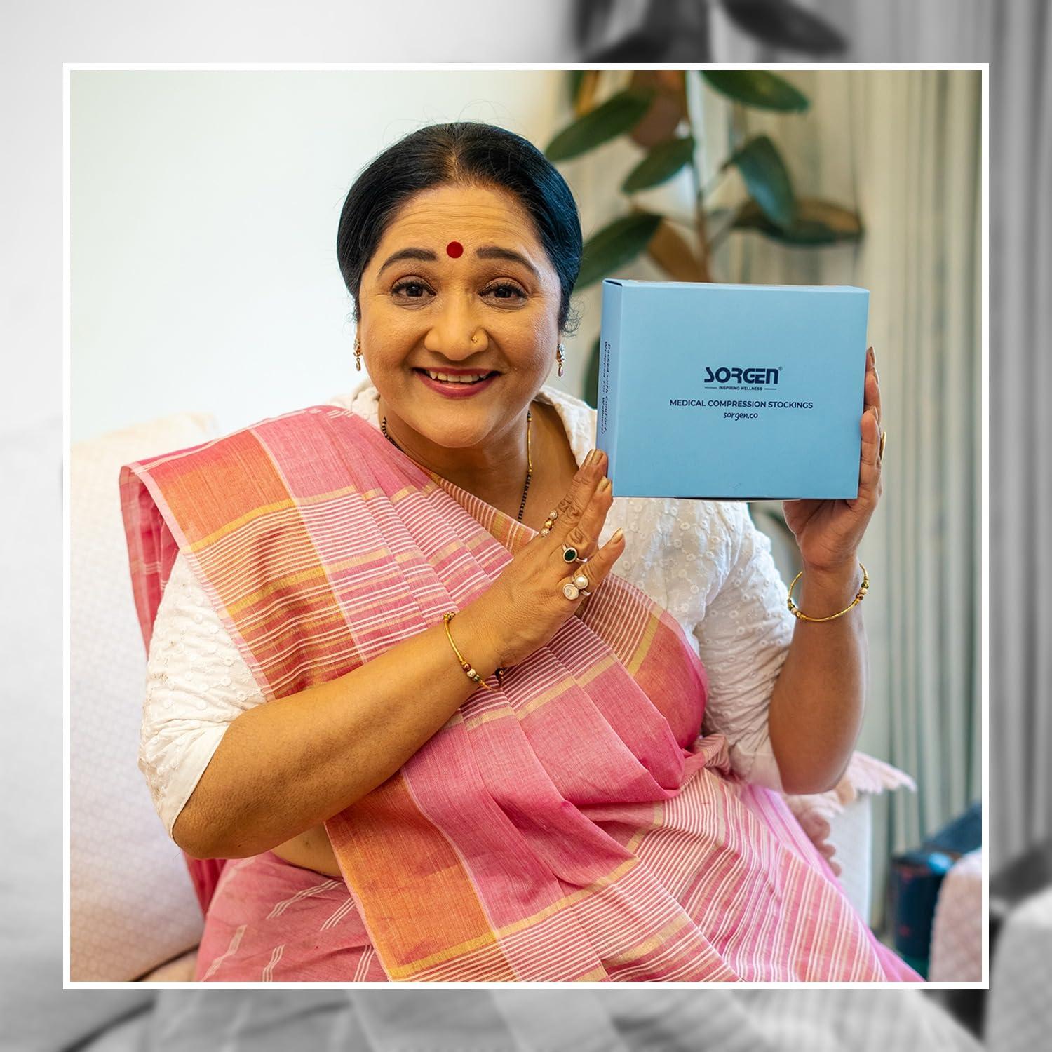 Sorgen Sorgen Class I Medical Compression Stockings for Varicose Veins | Class 1 Knee Length stockings | Below Knee Class I Compression Socks | 18-21 mm Hg pressure stockings (Medium)