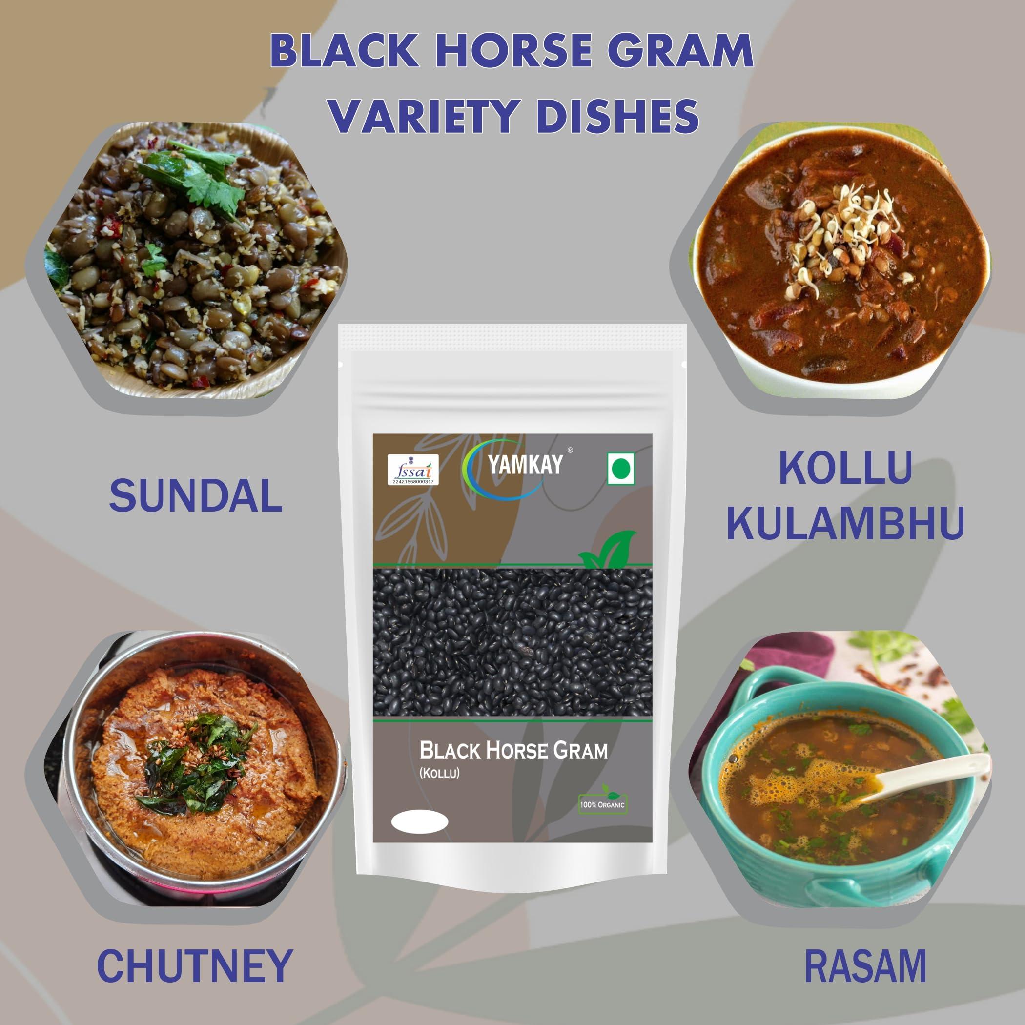 YAMKAY Yamkay Organic Black Horse Gram Karuppu Kaanam Kollu Kollu Vulavalu Horse Gram Kulthi Dal Kurthi Dal 500 gm