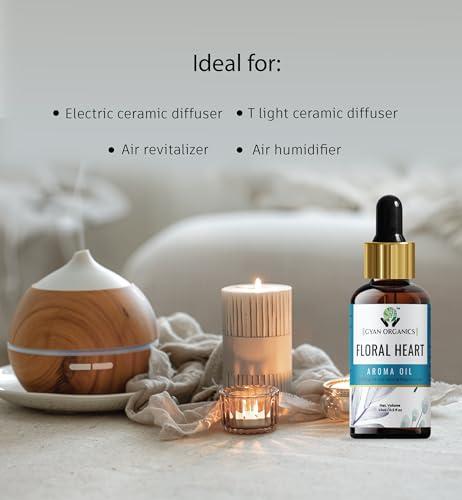 Gyan Organics Gyan Organics Aroma Oil Floral Heart Diffuser Refill Oil Fragrance Floral Heart Aroma Oil Fragrance for Home Room Office & Washrooms (15ml) Pack Of 1