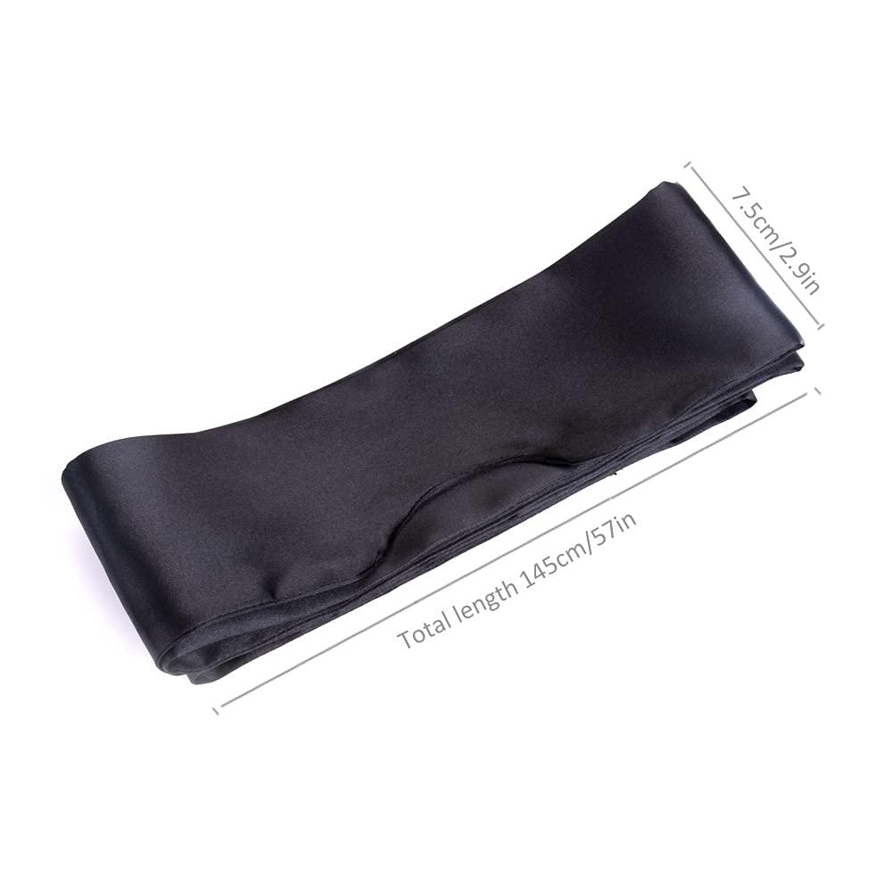 JISEN JISEN Silky Satin Eye Mask Cover Band Sleeping Blindfold with Nasal Type Black