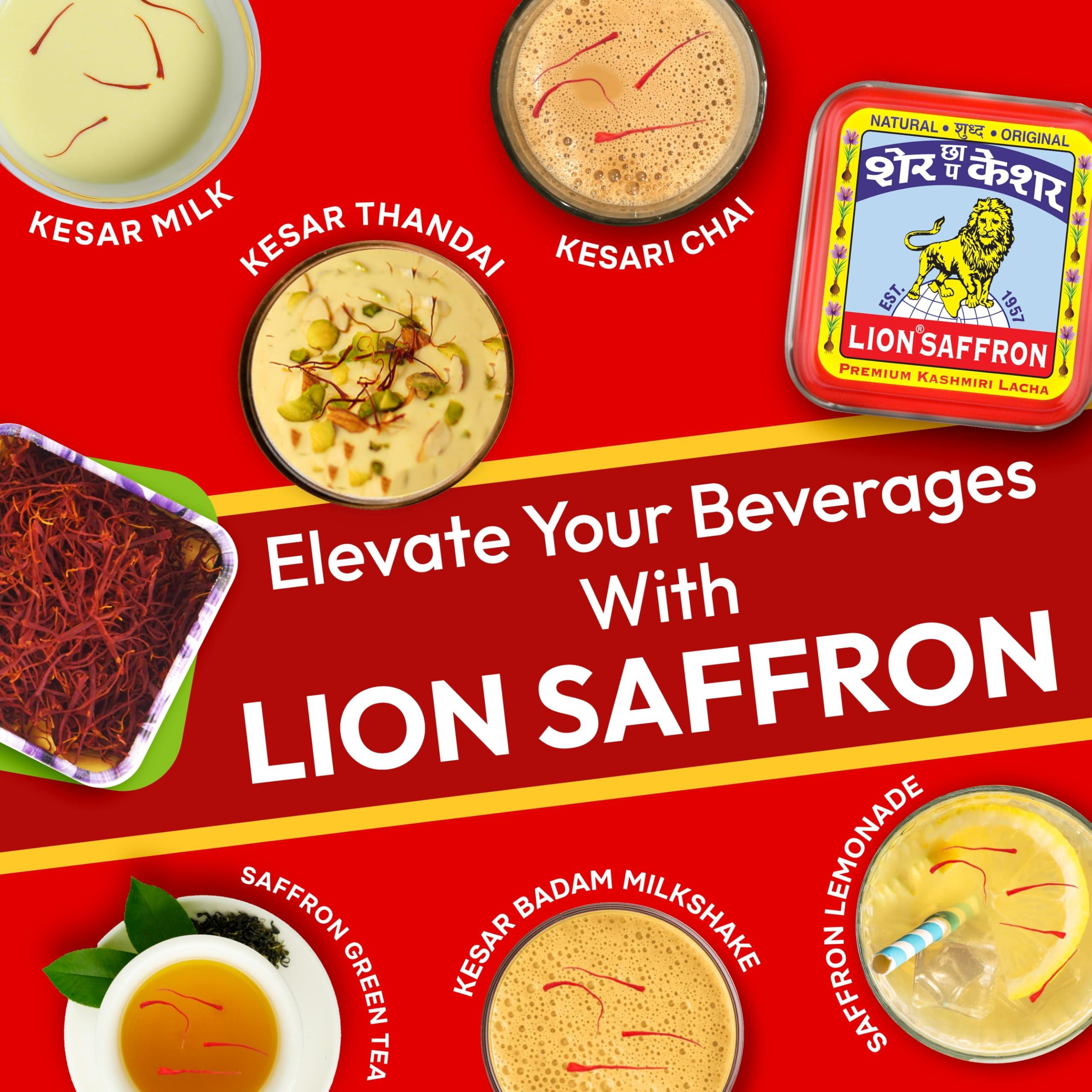 LION BRAND SAFFRON Lion Brand Saffron,2g, Original Kashmir Lacha Saffron/Kesar/Keshar (Certified Grade A) for Biryani, Beauty, Improved Health and Tilak (VALUE PACK OF 2gm (2X1gram = 2grams))