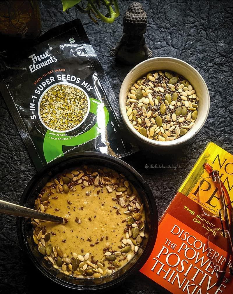 True Elements True Elements 5 in 1 Super Seeds Mix, Sunflower Pumpkin Flax Watermelon and Chia Seeds (Mixed Seeds) Pouch, 2 x 125 g
