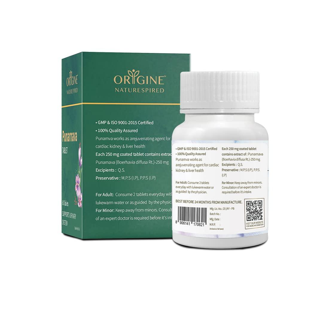 ORIGINE NATURESPIRED Origine Naturespired Punarnava Tablet | Natural Supplement For Kidney Health | Good Gut Health And For Healthy Appetite, 60 Tablets, Pack of 2
