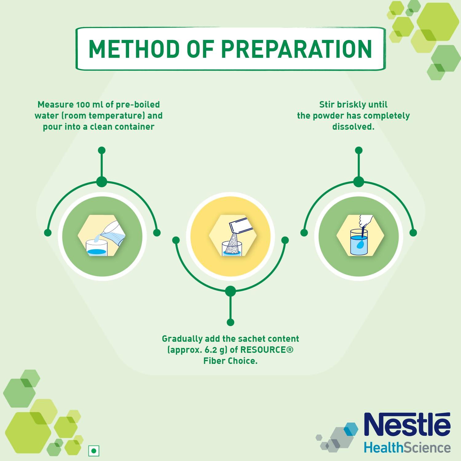 Resource Nestle Resource Fiber Choice, Partially Hydrolyzed Guar Gum (PHGG), Prebiotic Fiber + Immunonutrients, For Gut Health and Constipation Relief, Contains 14 sachets, 86.8g