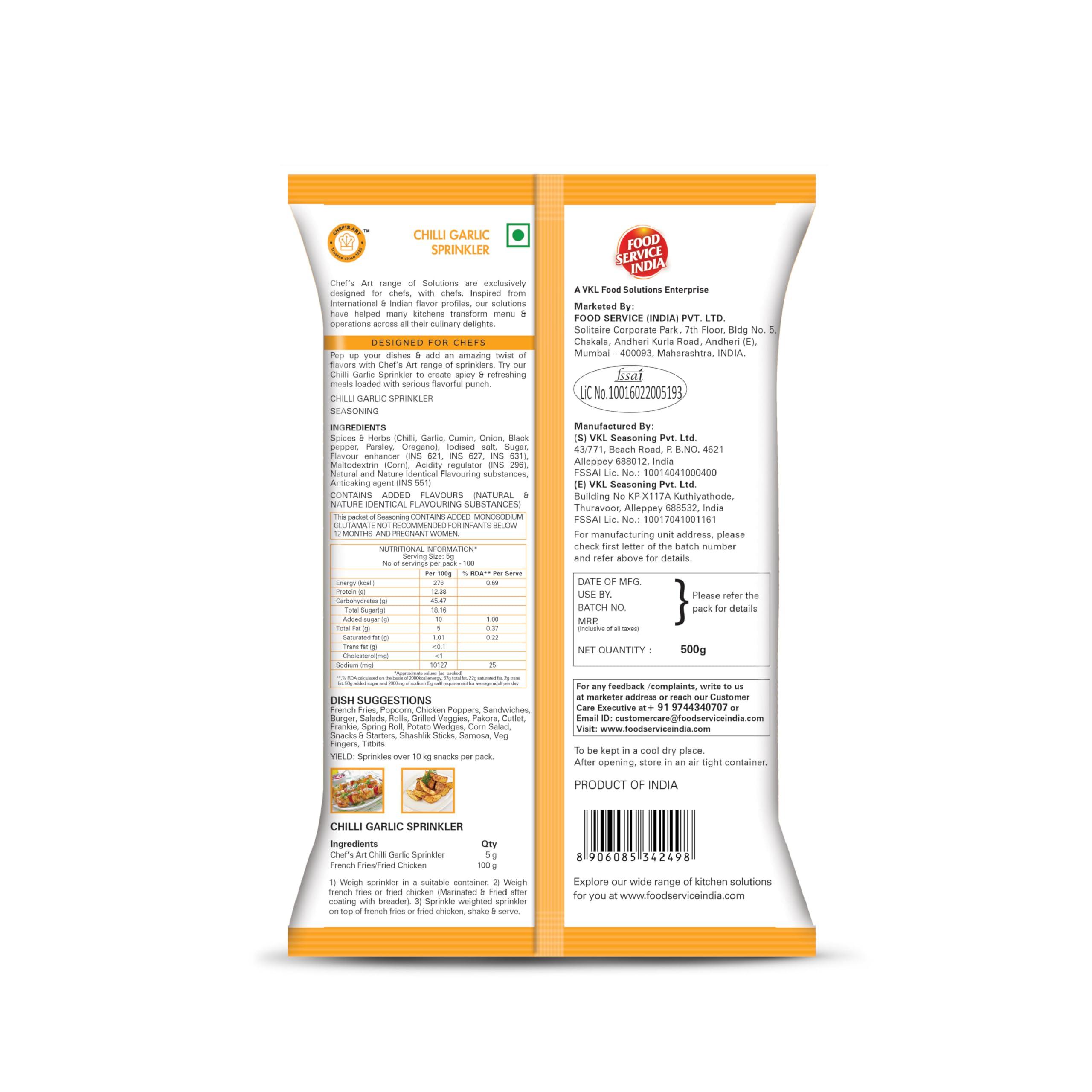 Chef's Art Chef'S Art Chilli Garlic Sprinkler (Food Seasoning) 500 Gm