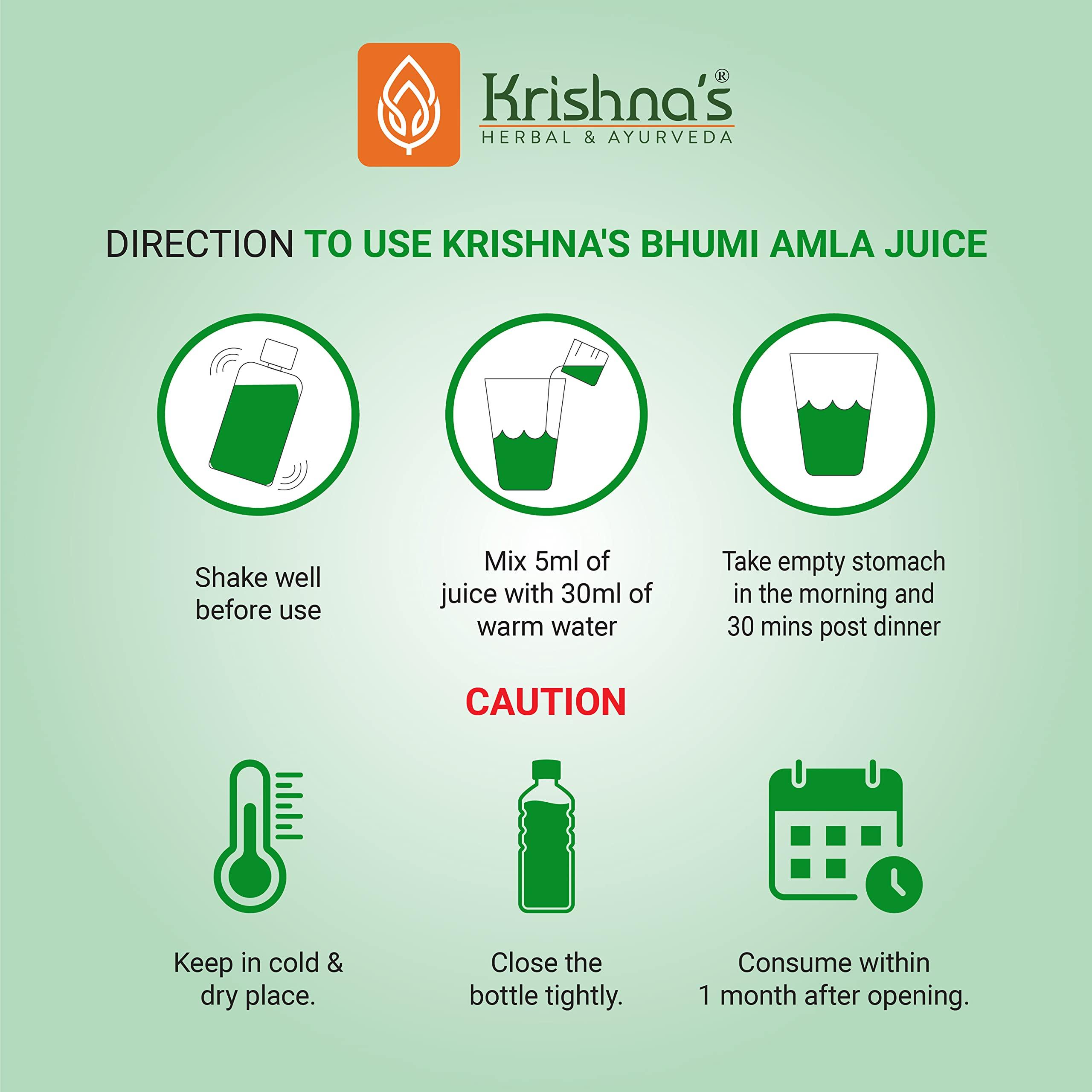 KRISHNA'S HERBAL & AYURVEDA KRISHNA'S HERBAL & AYURVEDA Bhumi Amla Juice - 1000 ml | Natural liver detoxifier | Strengthens the digestive system | Sugar free Juice