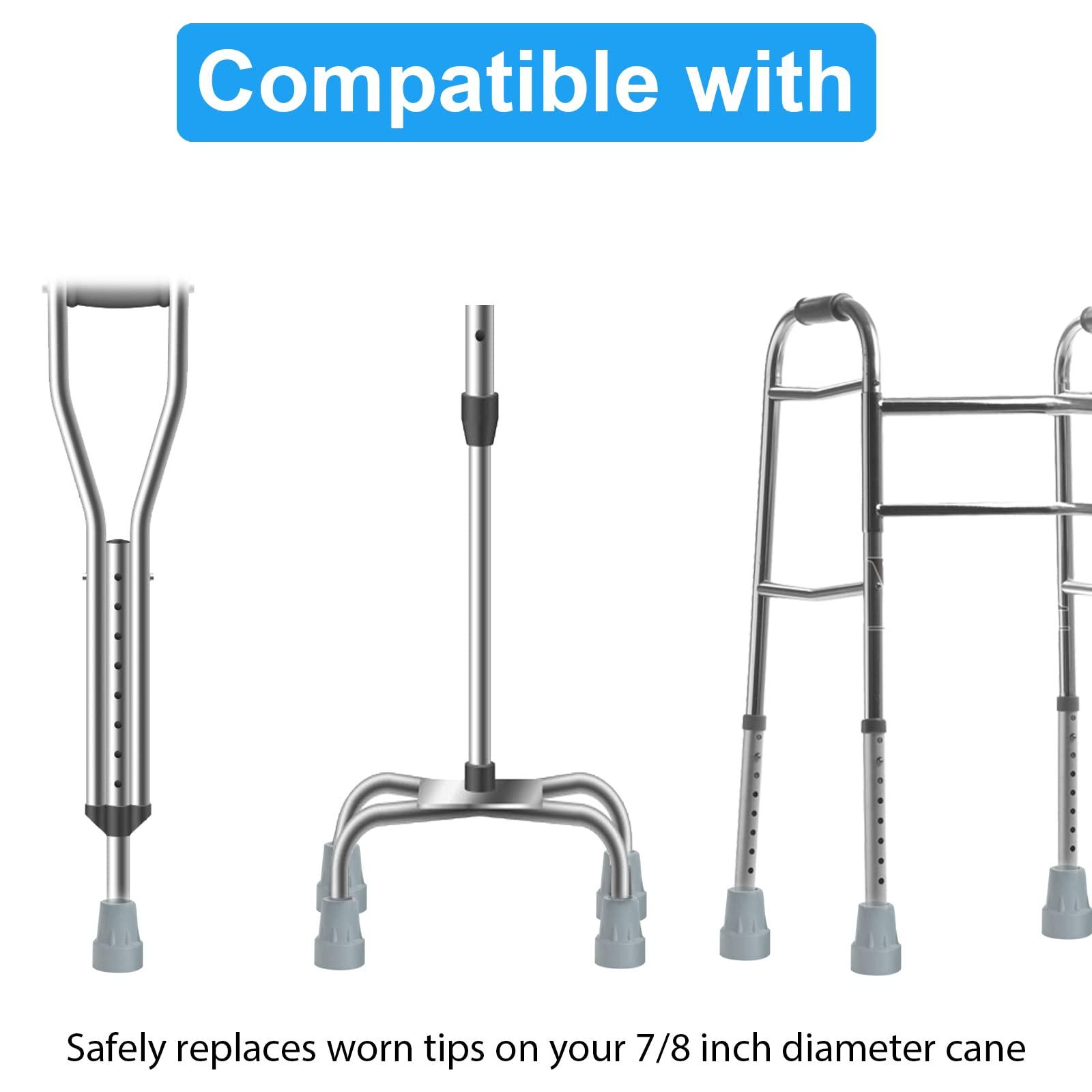 ATUOE Crutch Tips, 4 Pack 7/8 inch Heavy Duty Rubber Crutch Tips Replacement Rubber Cane Tips, Gray