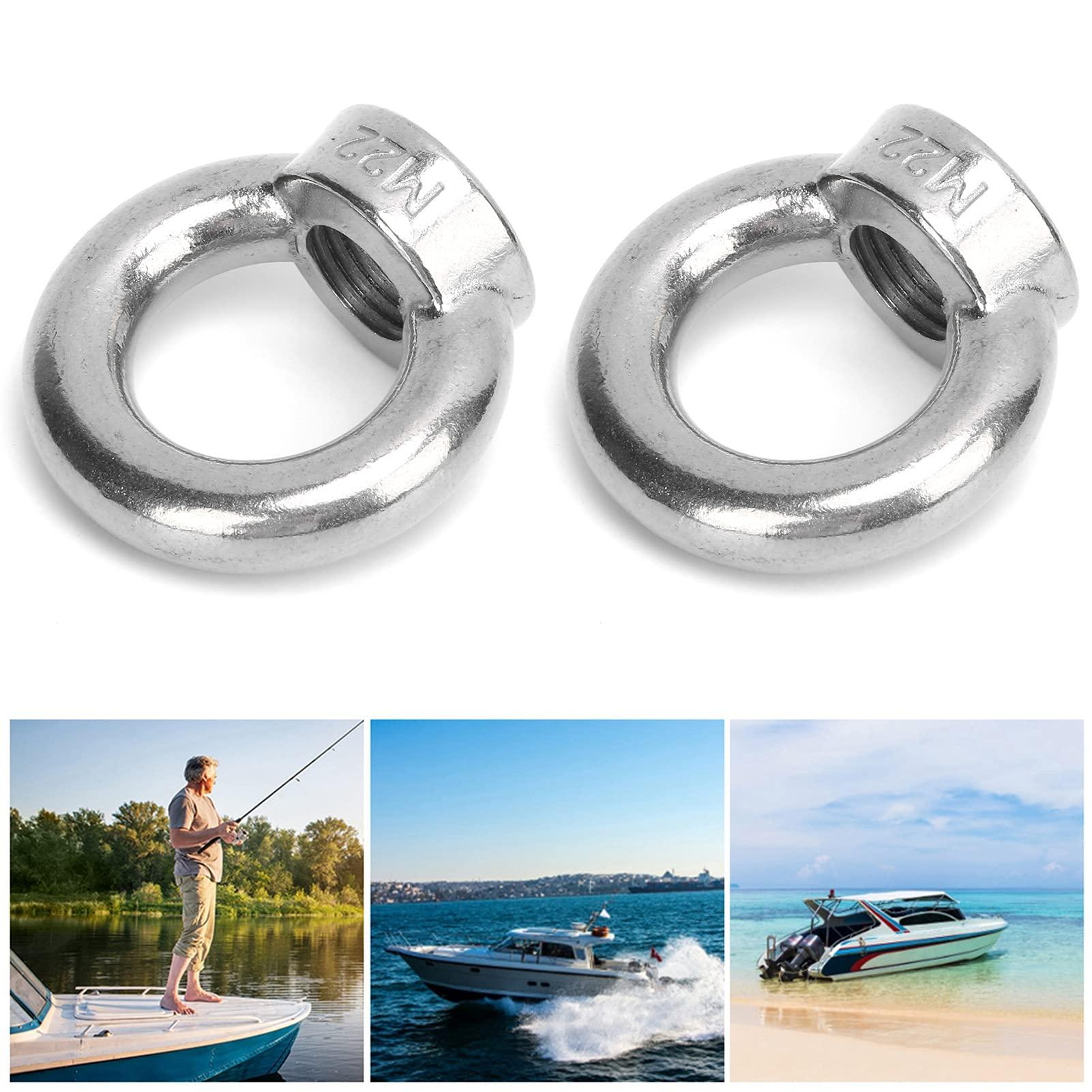 Sutinna Eye Screw Nut, Mutifuctional Lifting Eye Nut Stainless Steel Convenient Durable Reliable for Industry/Yachts/Boats for Ship Lifting(M22)
